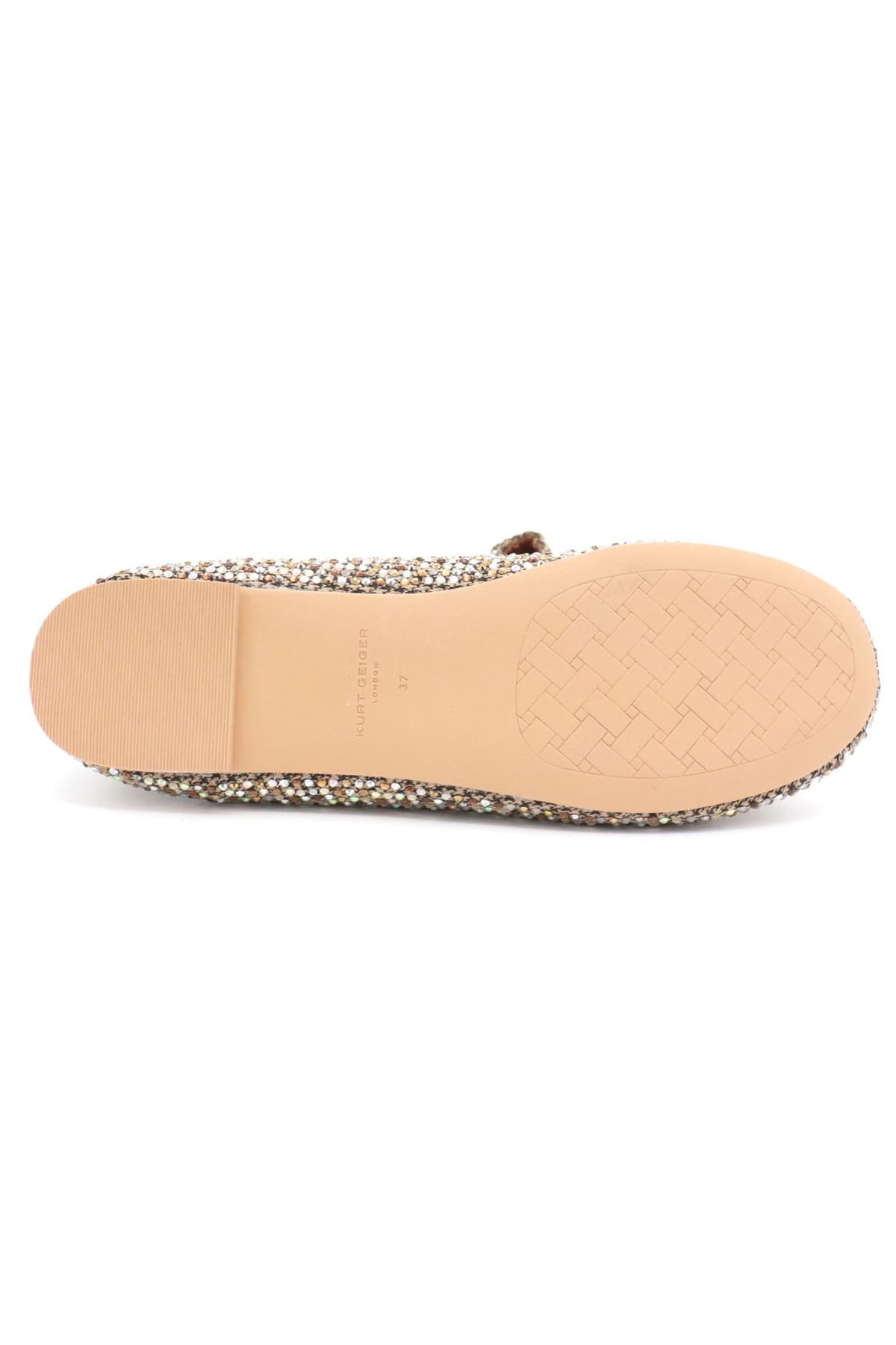 KURT GEIGER ΠΑΠΟΥΤΣΙΑ ΜΠΑΛΑΡΙΝΕΣ CHELSEA BALLERINA ΣΤΡΑΣ LOGO ΜΠΕΖ ΧΡΥΣΟ