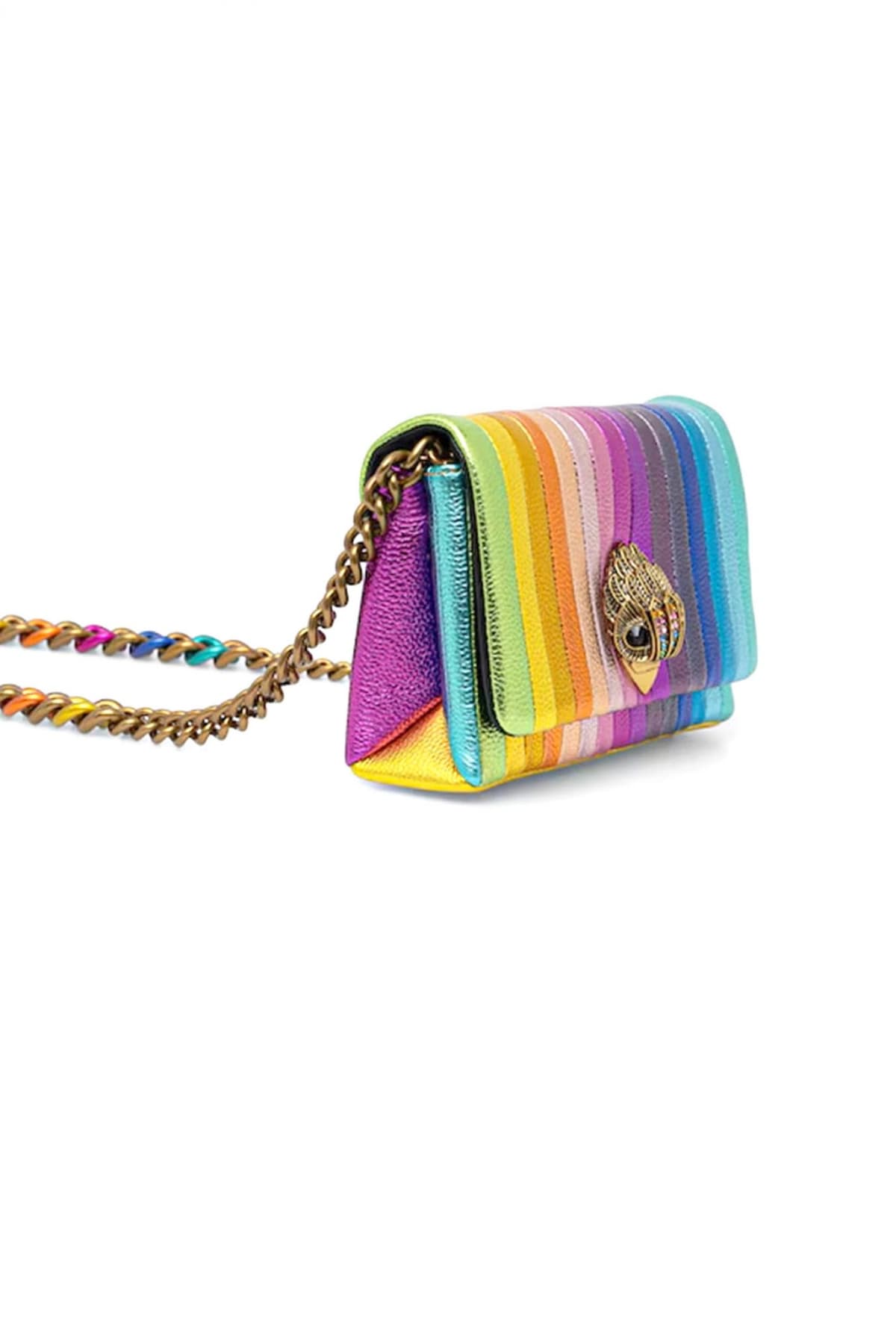 KURT GEIGER TΣΑΝΤΑ CROSSBODY/ΩΜΟΥ MINI KENSINGTON KURT Q AΛΥΣΙΔΑ ΜΕΤΑΛΛΙΚΑ ΧΡΩΜΑΤΑ LOGO ΠΟΛΥΧΡΩΜΟ