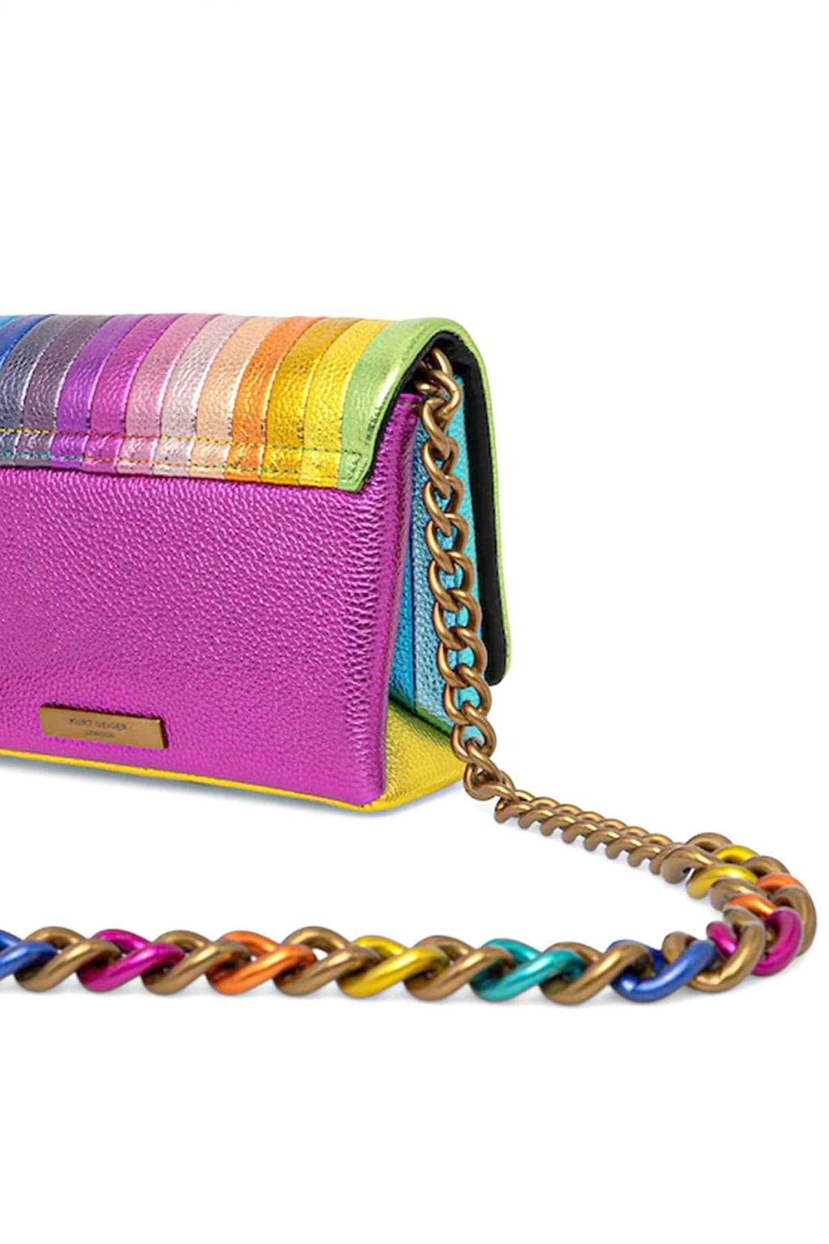 KURT GEIGER TΣΑΝΤΑ CROSSBODY/ΩΜΟΥ MINI KENSINGTON KURT Q AΛΥΣΙΔΑ ΜΕΤΑΛΛΙΚΑ ΧΡΩΜΑΤΑ LOGO ΠΟΛΥΧΡΩΜΟ