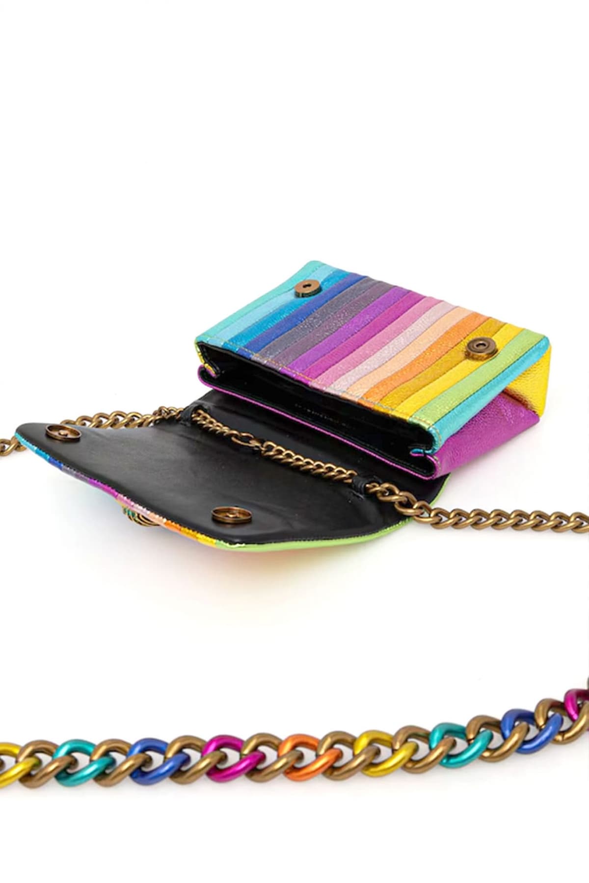 KURT GEIGER TΣΑΝΤΑ CROSSBODY/ΩΜΟΥ MINI KENSINGTON KURT Q AΛΥΣΙΔΑ ΜΕΤΑΛΛΙΚΑ ΧΡΩΜΑΤΑ LOGO ΠΟΛΥΧΡΩΜΟ