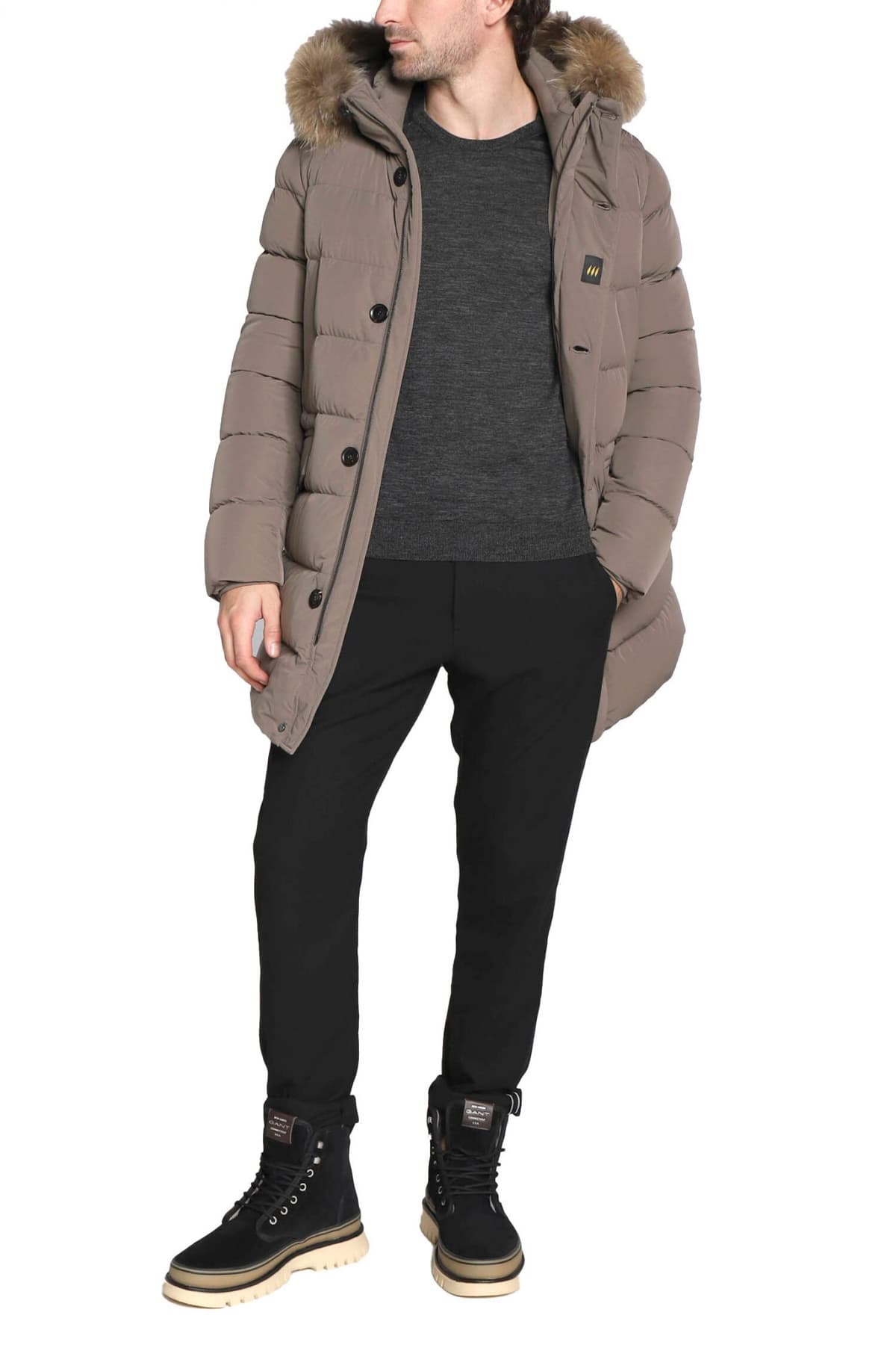 BOSS ΠΛΕΚΤΟ CREW NECK LENO-P ΑΝΘΡΑΚΙ