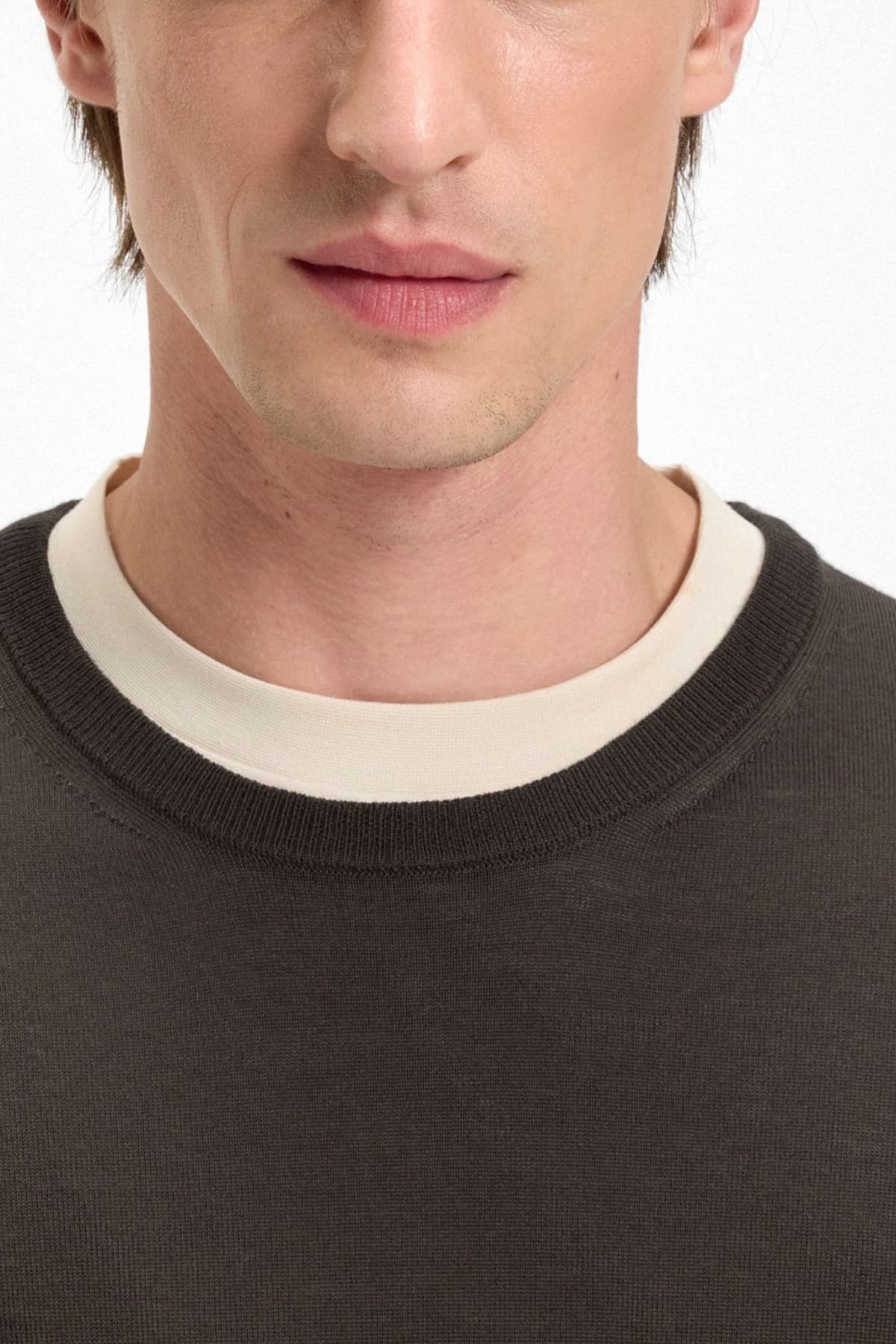 BOSS ΠΛΕΚΤΟ CREW NECK LENO-P ΚΑΦΕ