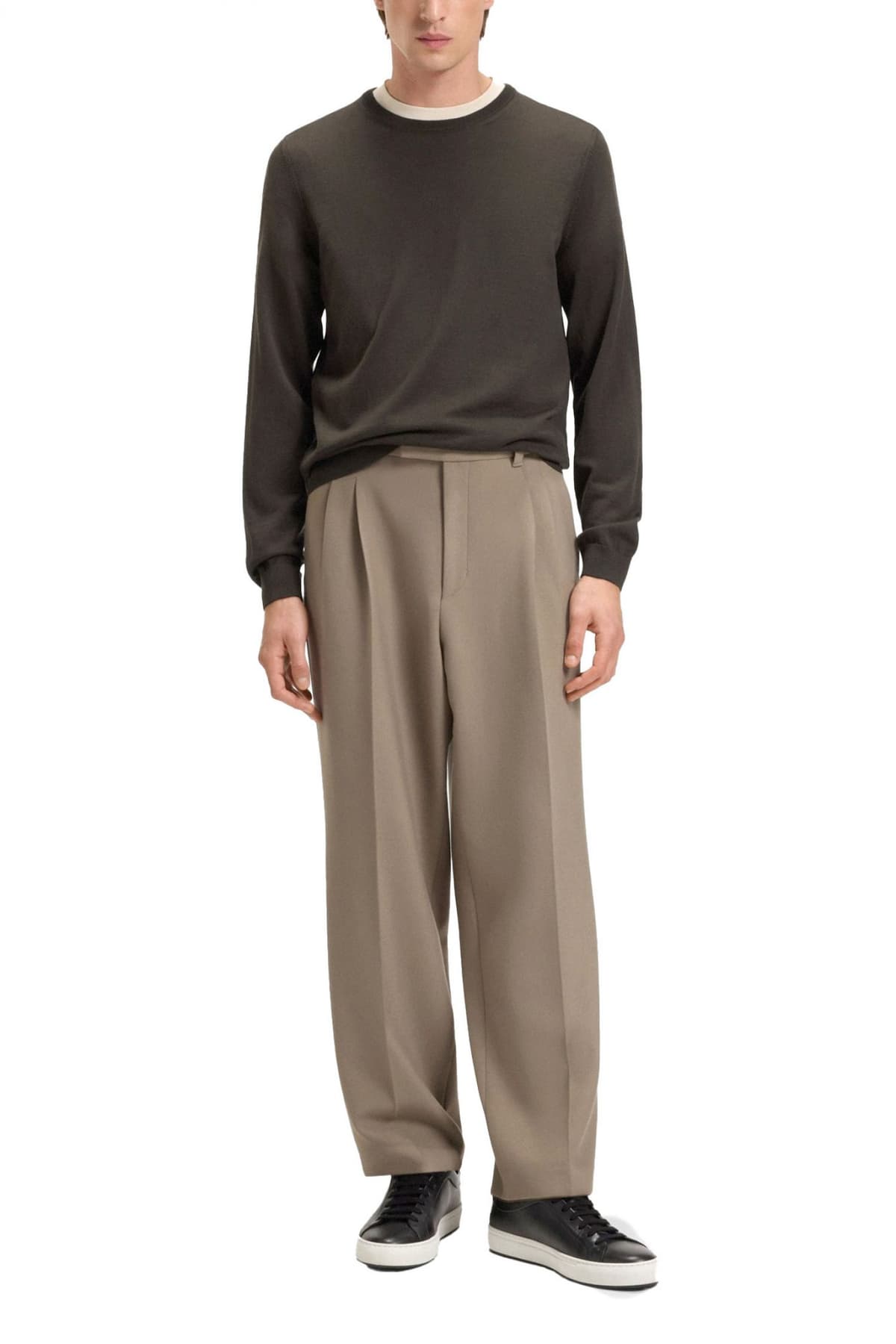 BOSS ΠΛΕΚΤΟ CREW NECK LENO-P ΚΑΦΕ