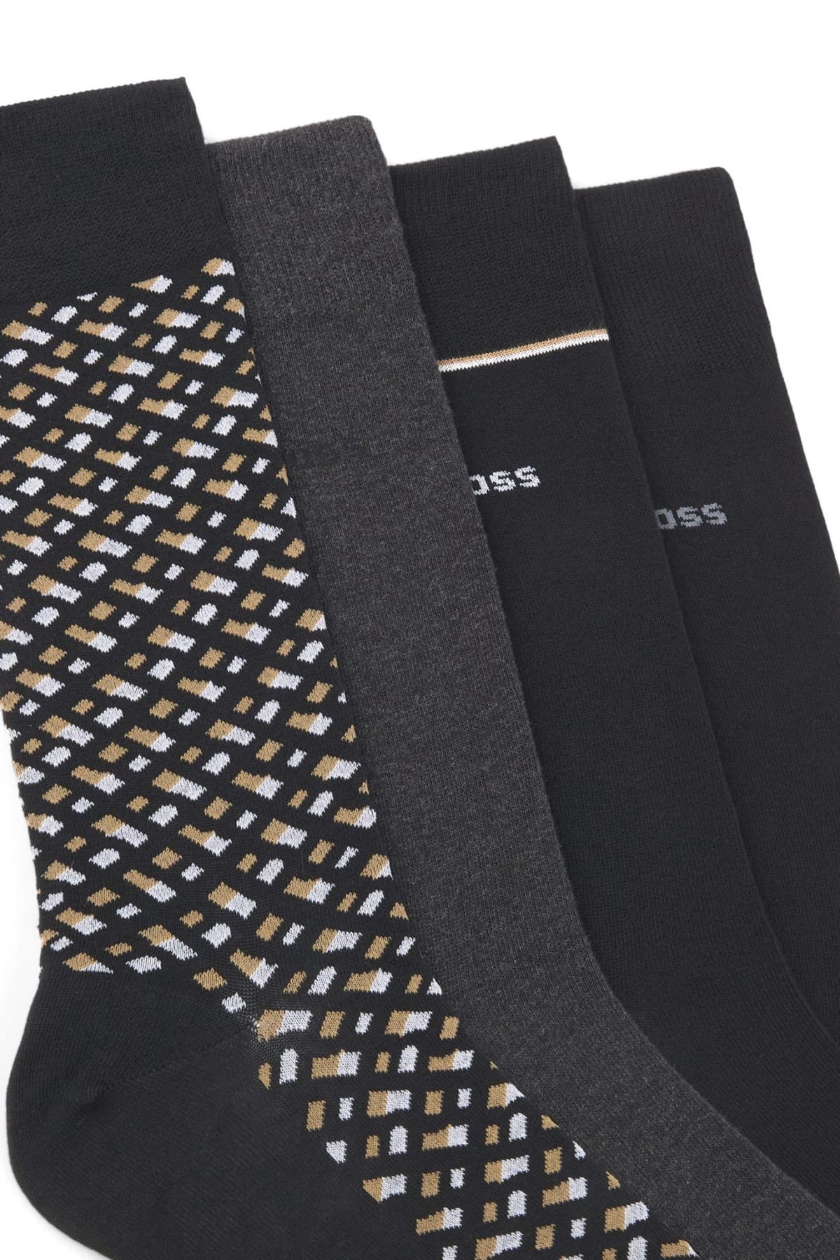 BOSS ΚΑΛΤΣΕΣ 4P RS GIFT MONOGRAM ΜΑΥΡΟ-ΑΝΘΡΑΚΙ