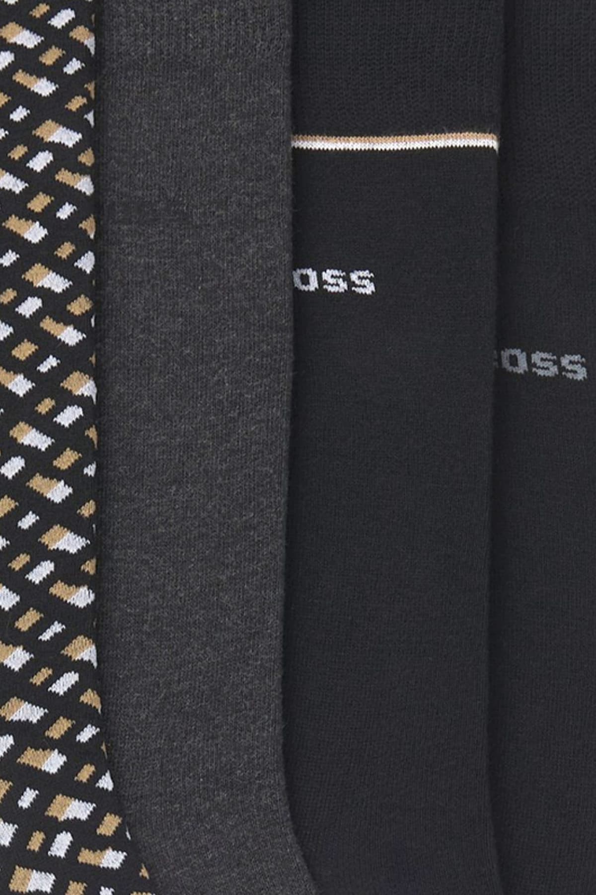 BOSS ΚΑΛΤΣΕΣ 4P RS GIFT MONOGRAM ΜΑΥΡΟ-ΑΝΘΡΑΚΙ