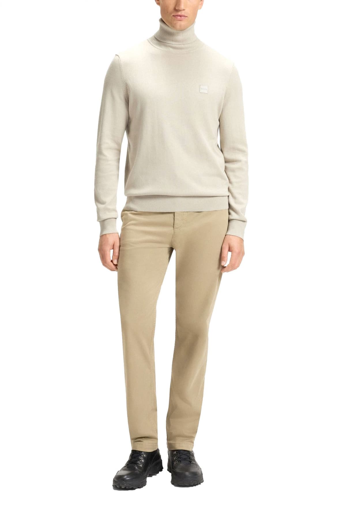 BOSS CASUAL ΠΛΕΚΤΟ TURTLE NECK AKIRO_S ΕΚΡΟΥ