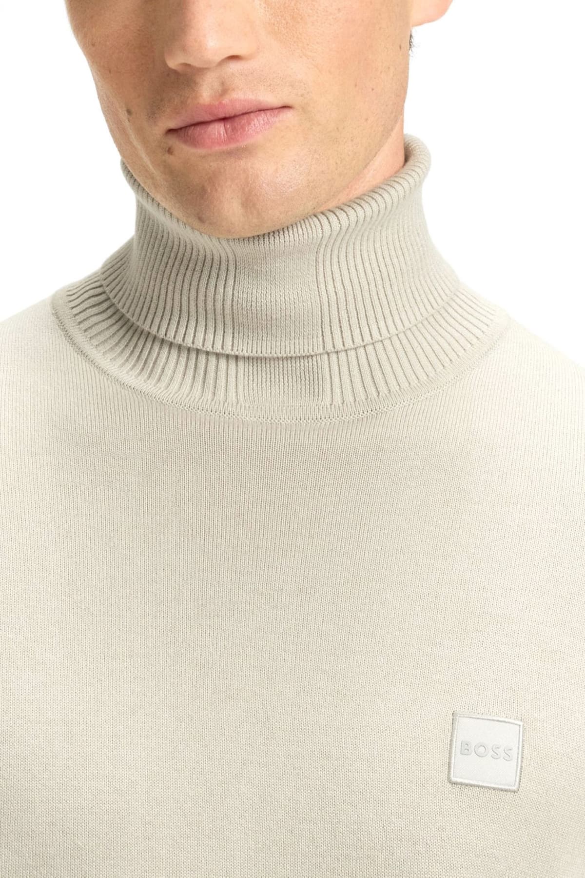BOSS CASUAL ΠΛΕΚΤΟ TURTLE NECK AKIRO_S ΕΚΡΟΥ