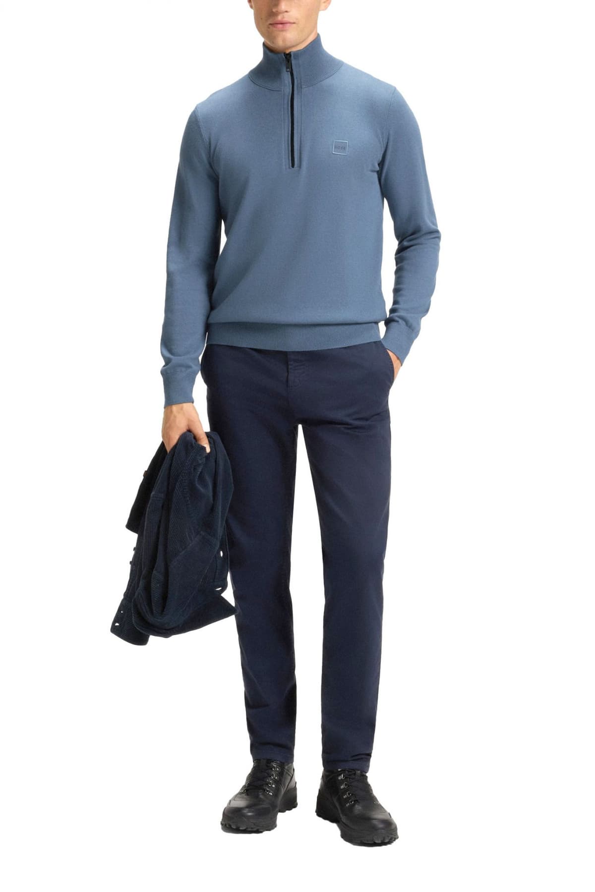 BOSS CASUAL ΠΛΕΚΤΟ HALFZIP KANOBIX S ΡΑΦ ΜΠΛΕ