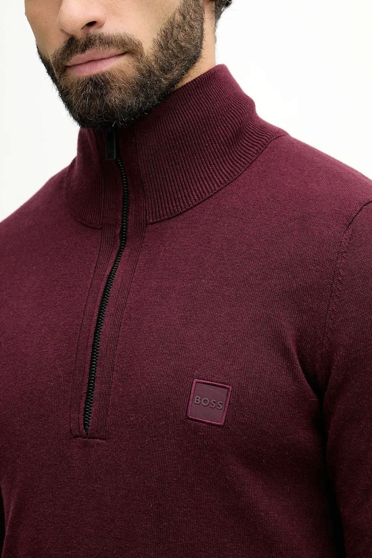 BOSS CASUAL ΠΛΕΚΤΟ HALFZIP KANOBIX S ΜΠΟΡΝΤΩ