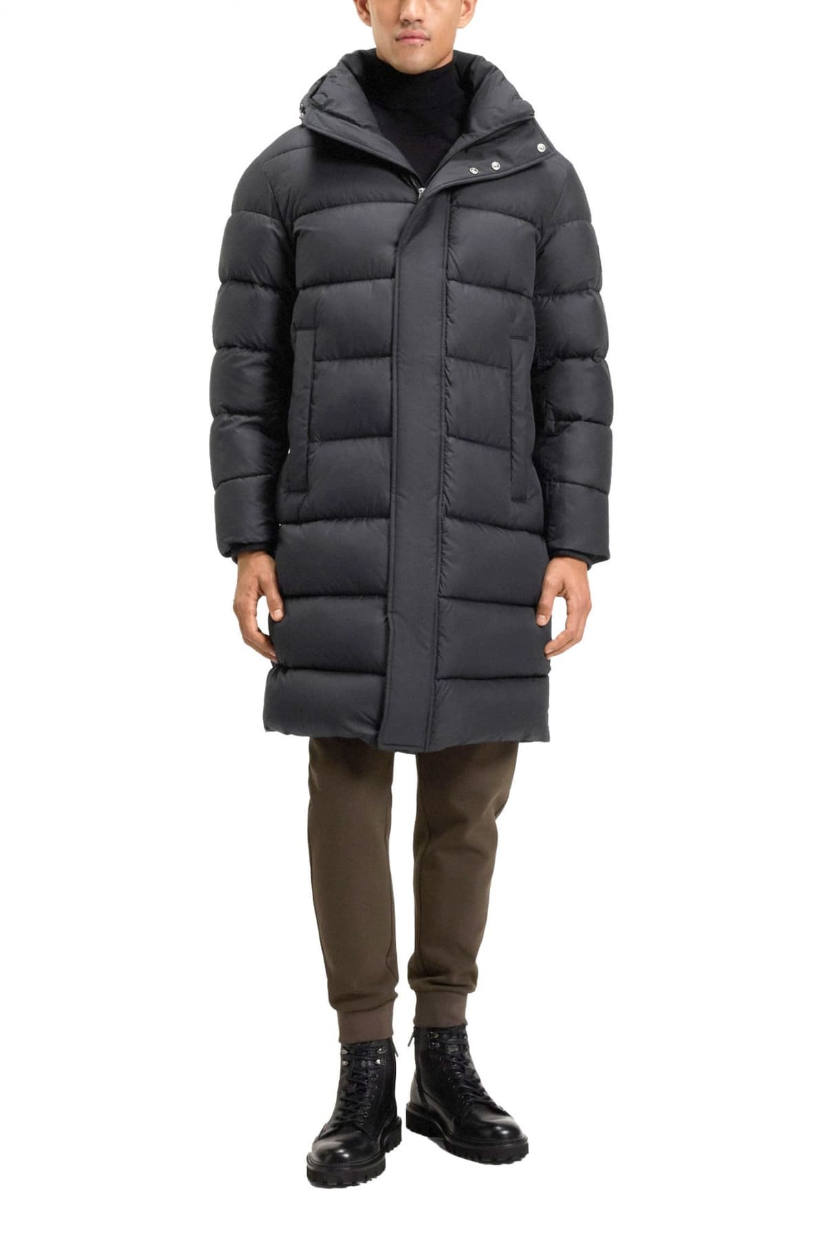 BOSS ΜΠΟΥΦΑΝ PUFFER H-CENUTO HOODIE ΜΑΥΡΟ