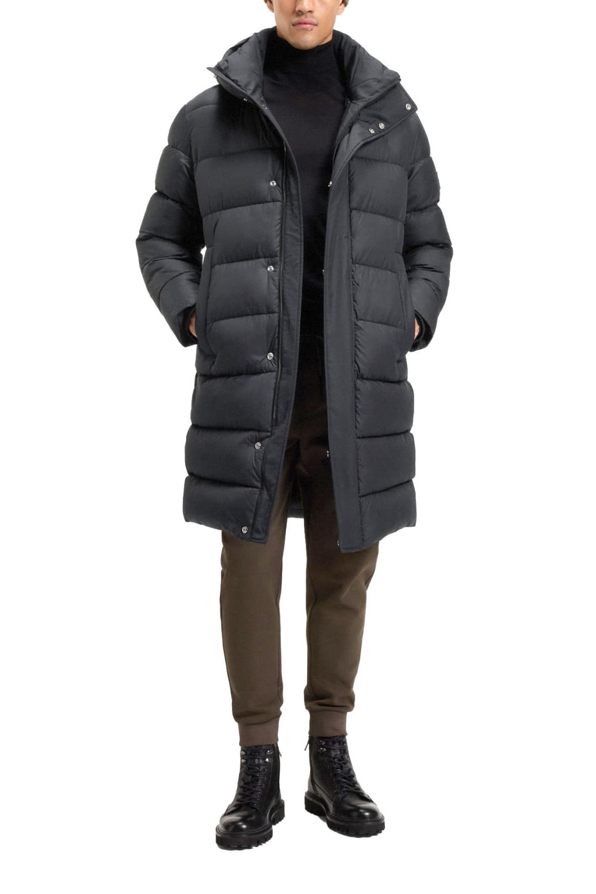 BOSS ΜΠΟΥΦΑΝ PUFFER H-CENUTO HOODIE ΜΑΥΡΟ