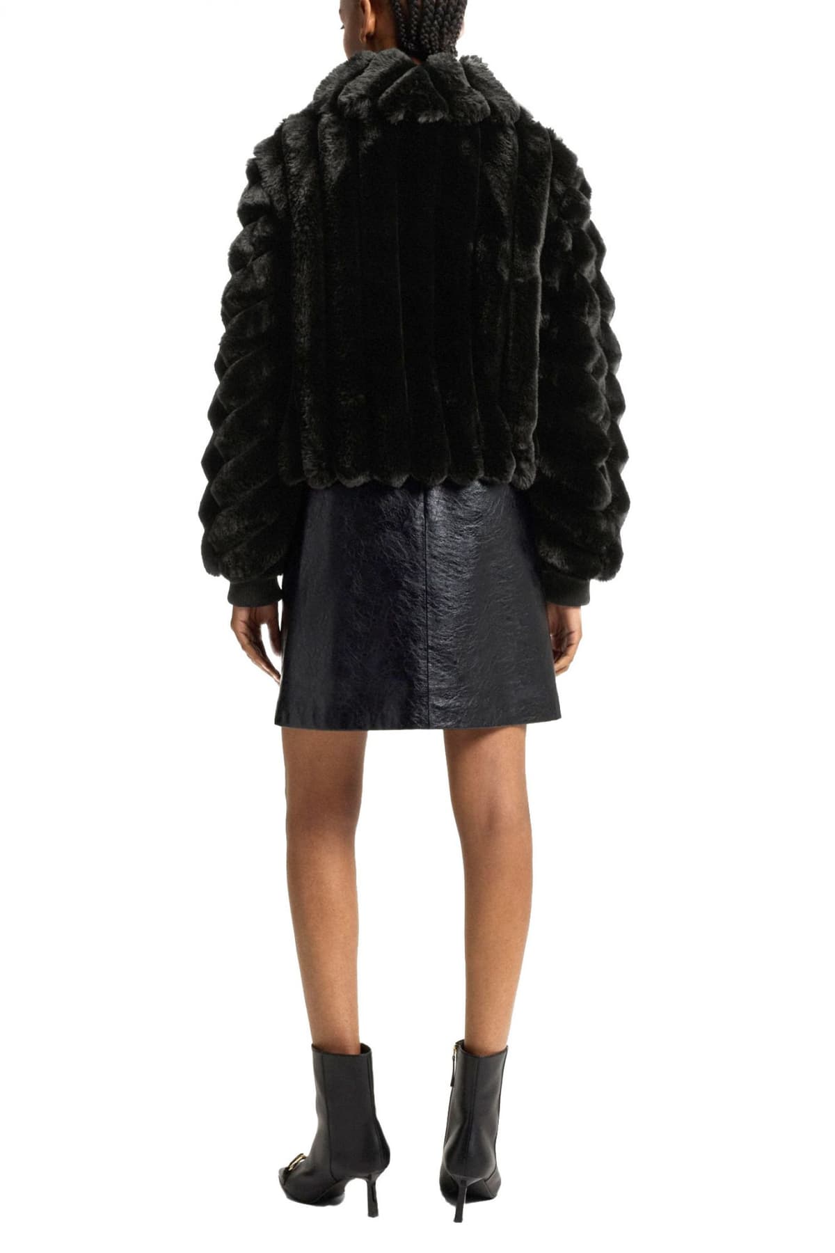 HUGO ΓΟΥΝΑ FAUX FUR FLORIANE-3 ΛΑΣΤΙΧΟ ΚΑΤΩ FULLZIP ΚΟΥΚΟΥΛΑ ΜΑΥΡΟ