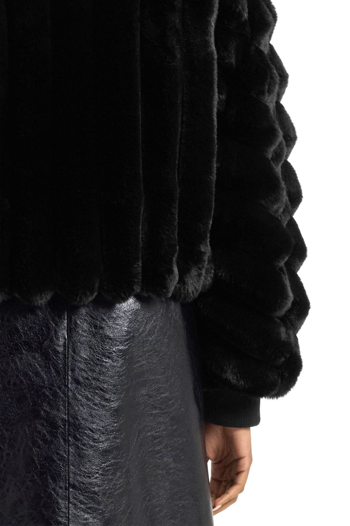 HUGO ΓΟΥΝΑ FAUX FUR FLORIANE-3 ΛΑΣΤΙΧΟ ΚΑΤΩ FULLZIP ΚΟΥΚΟΥΛΑ ΜΑΥΡΟ