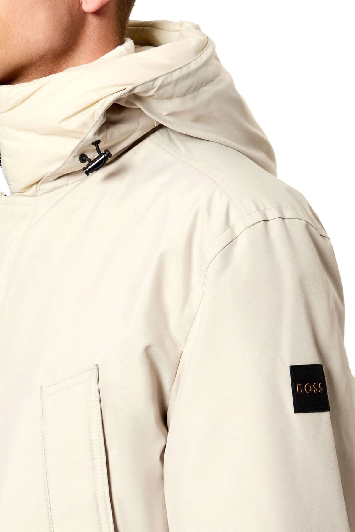 BOSS CASUAL ΜΠΟΥΦΑΝ JACKET ΚΟΥΚΟΥΛΑ OSIASS 1 ΕΚΡΟΥ