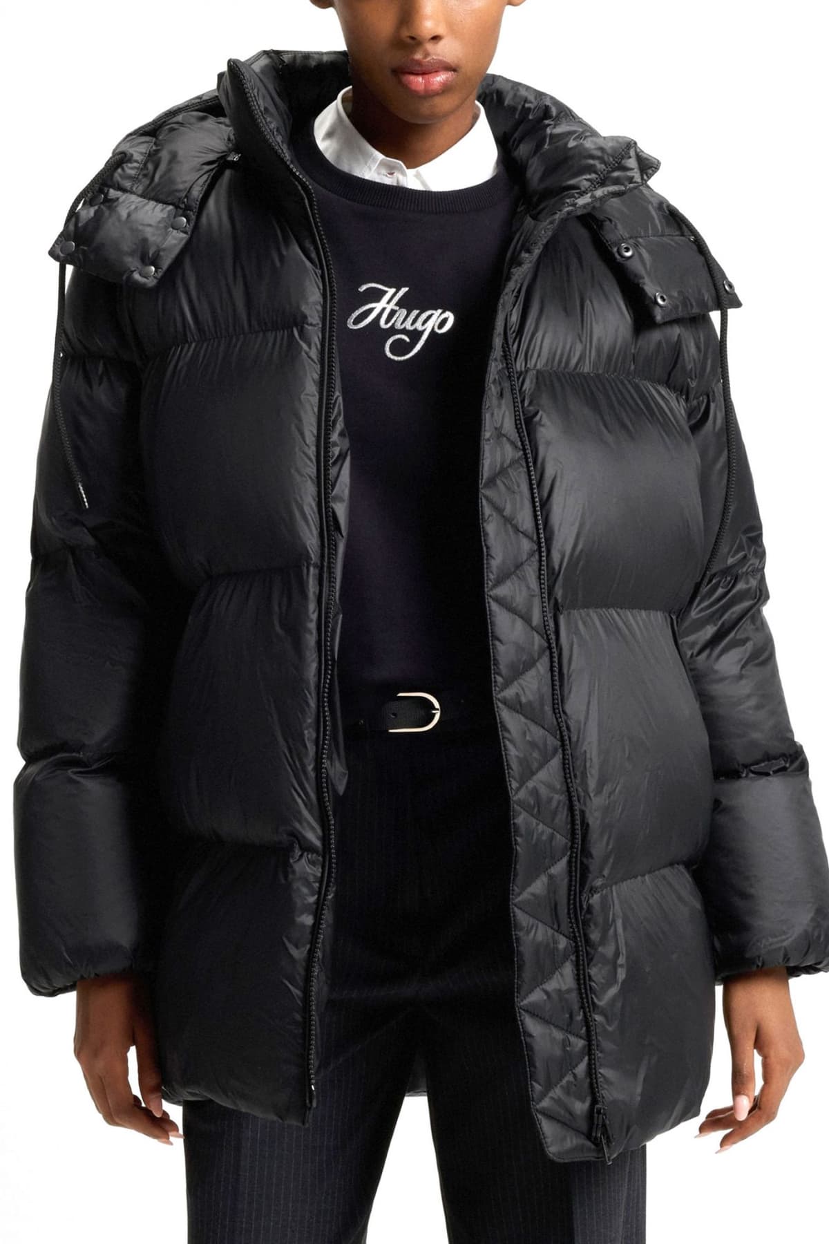 HUGO ΓΥΝΑΙΚΕΙΟ ΜΠΟΥΦΑΝ ΦΟΥΣΚΩΤΟ FALENTINA-2 ΑΠΟΣΠΩΜΕΝΗ ΚΟΥΚΟΥΛΑ ΖΩΝΗ LOGO ΜΑΥΡΟ