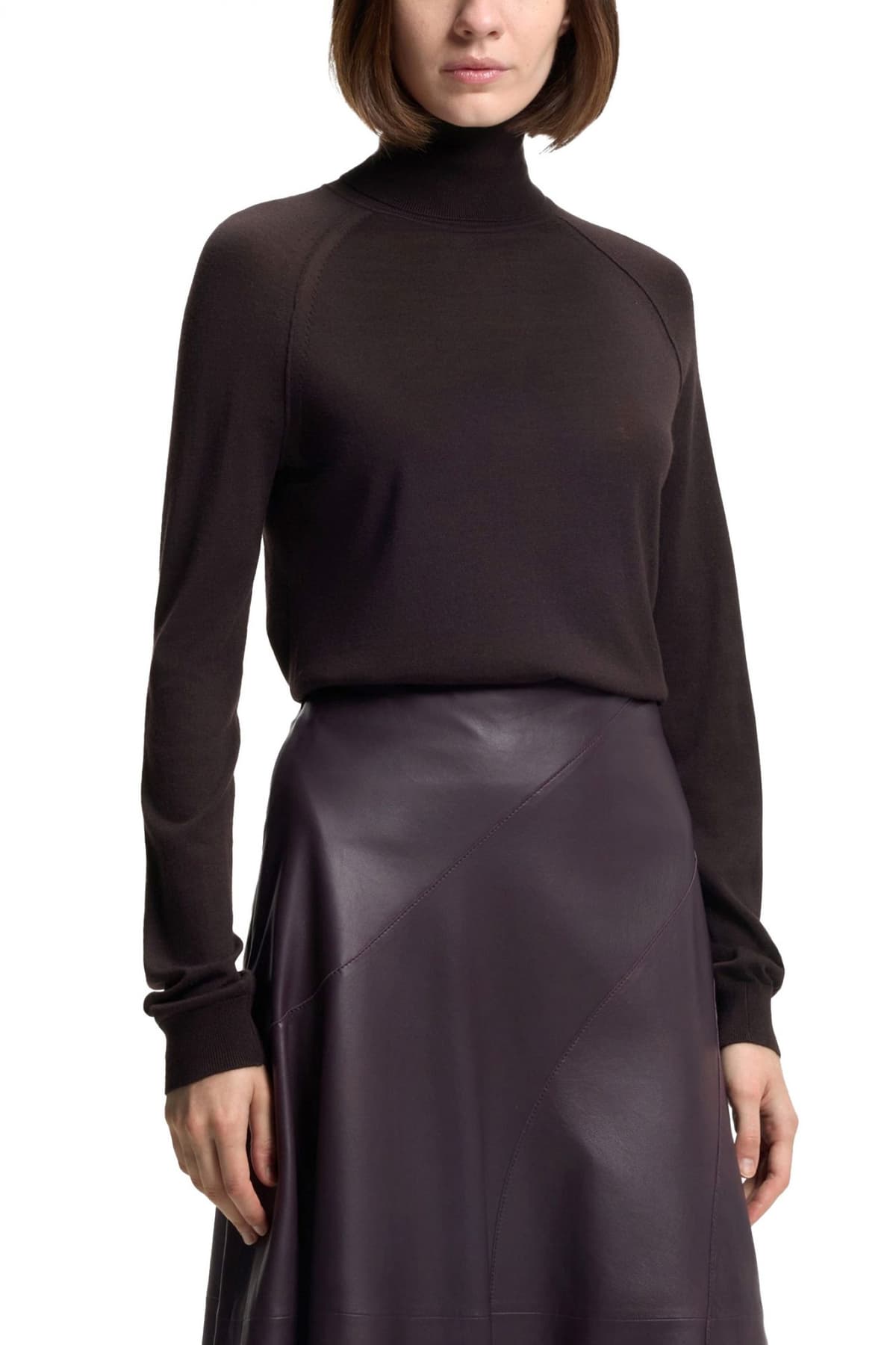 BOSS ΠΛΕΚΤΟ TURTLENECK FRIZANI ΣΚΟΥΡΟ ΜΩΒ