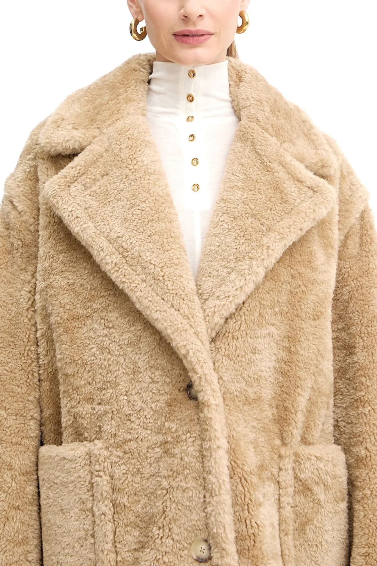 BOSS CASUAL ΓΟΥΝΑ C_CATEDY FAUX FUR ΤΣΕΠΕΣ ΜΠΕΖ