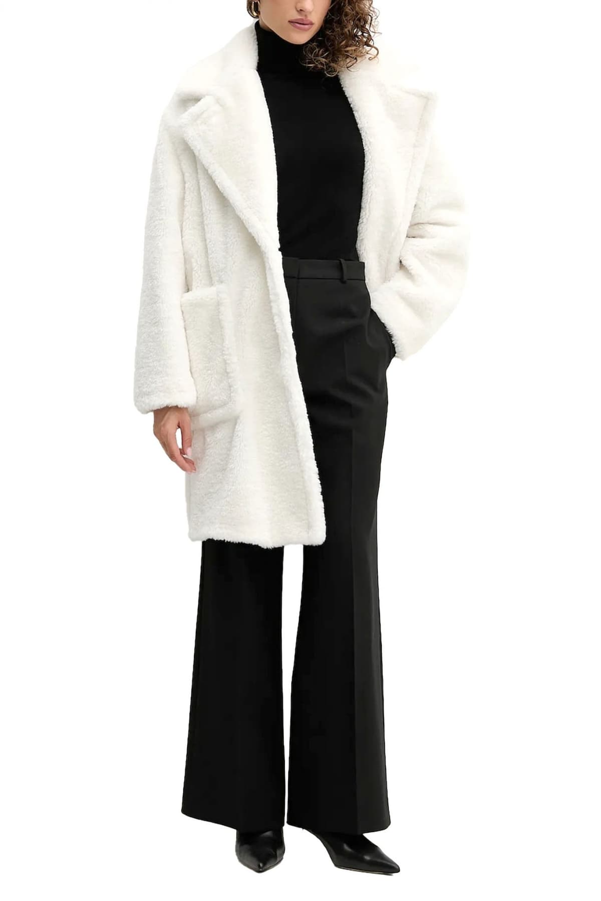 BOSS CASUAL ΓΟΥΝΑ C_CATEDY FAUX FUR ΤΣΕΠΕΣ ΕΚΡΟΥ