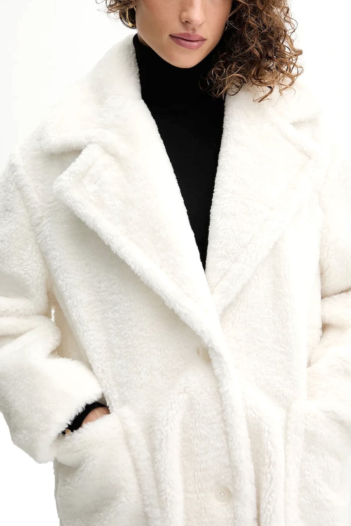 BOSS CASUAL ΓΟΥΝΑ C_CATEDY FAUX FUR ΤΣΕΠΕΣ ΕΚΡΟΥ