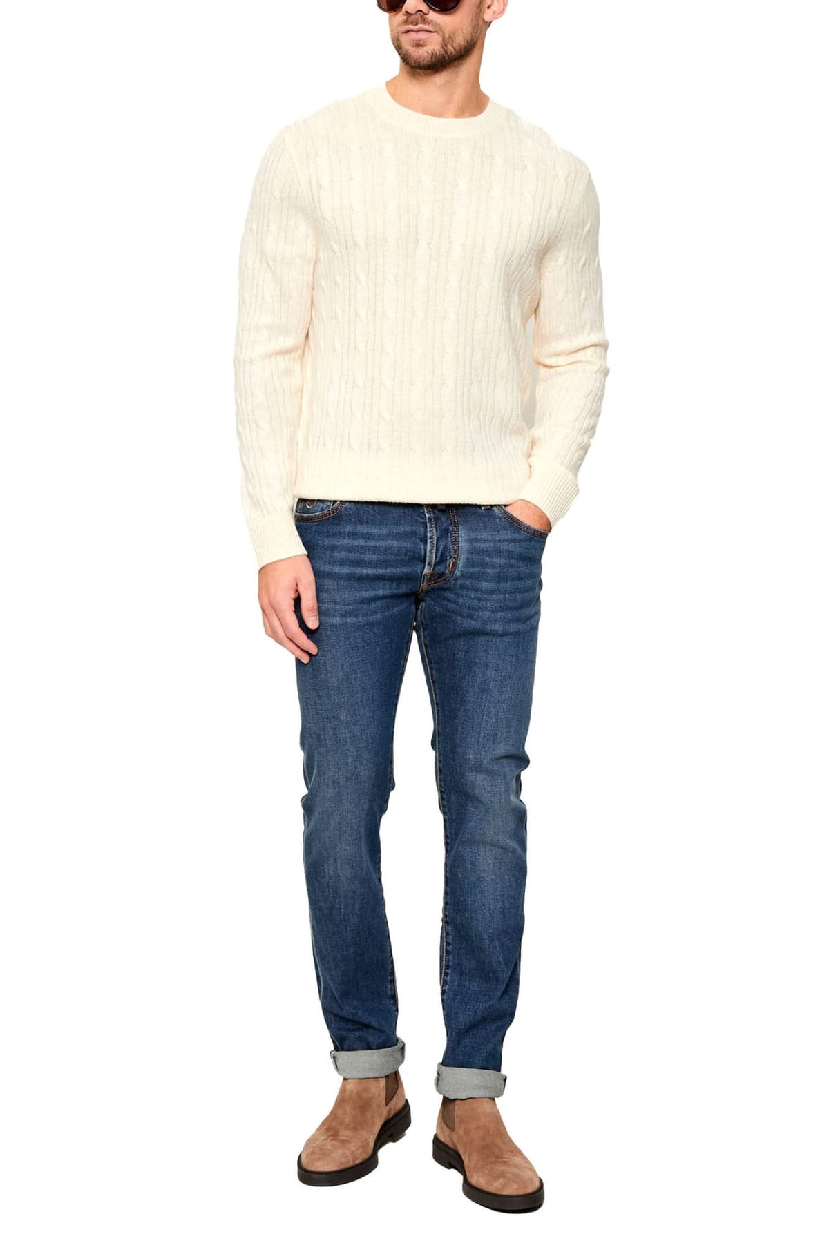 BOSS ΠΛΕΚΤΟ CREW NECK H-HETICO ΕΚΡΟΥ