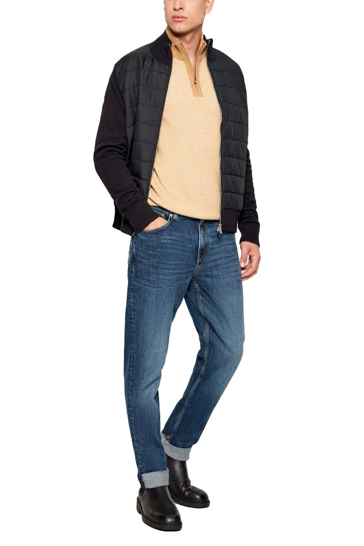 BOSS ΠΛΕΚΤΟ HALFZIP H-HETTORE ΜΠΕΖ