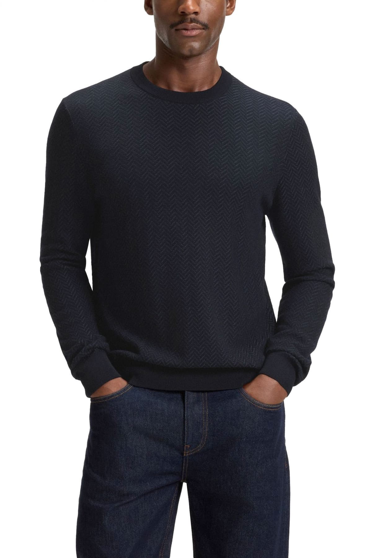 BOSS ΠΛΕΚΤΟ CREW NECK H-HABITO ΜΠΛΕ