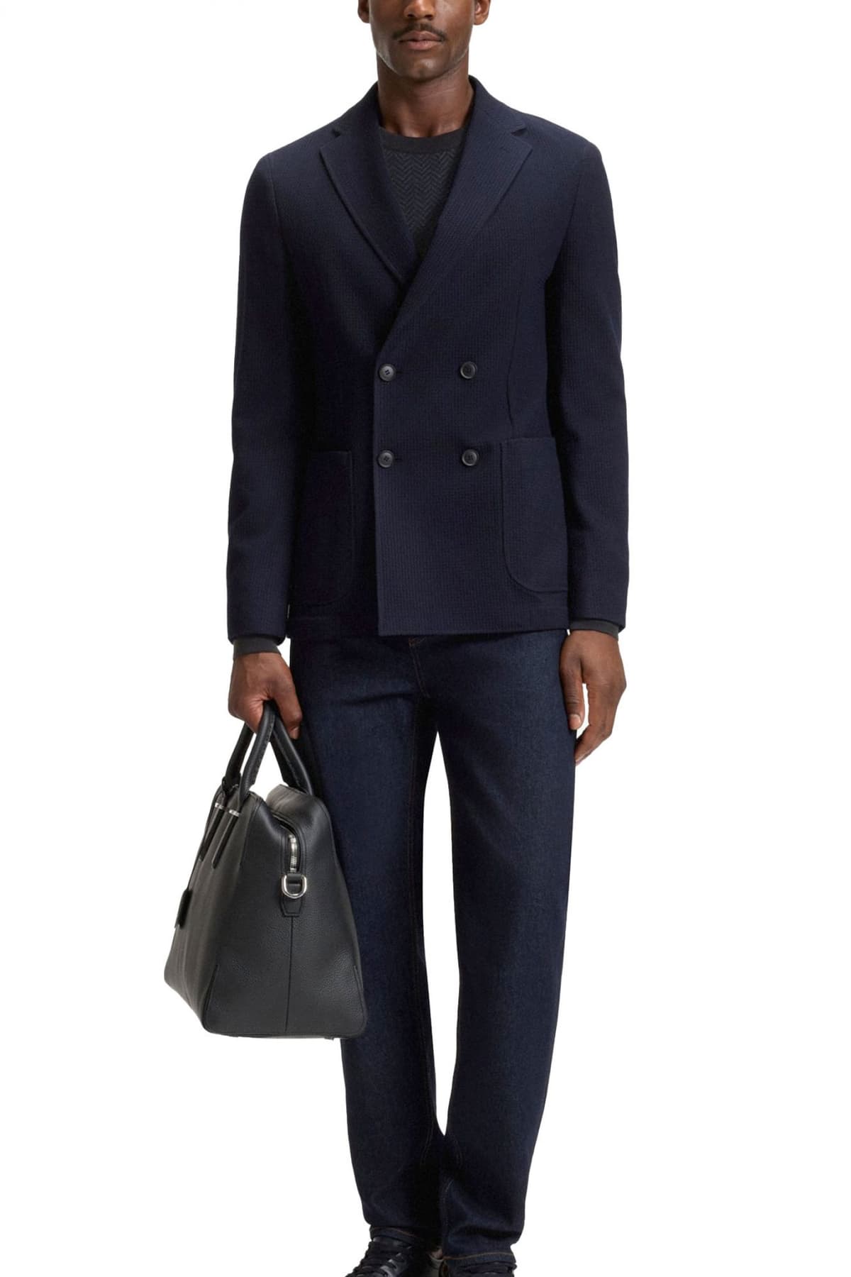 BOSS ΠΛΕΚΤΟ CREW NECK H-HABITO ΜΠΛΕ