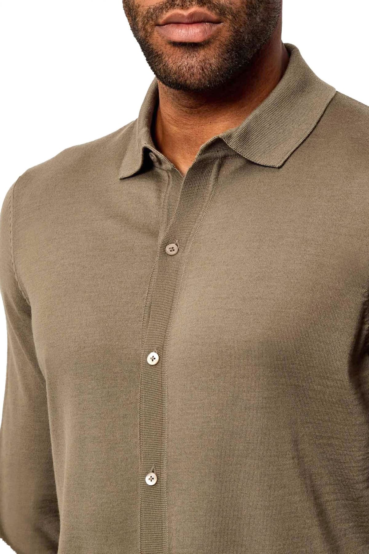 BOSS ΠΛΕΚΤΟ FULL BUTTON HELBERT ΧΑΚΙ