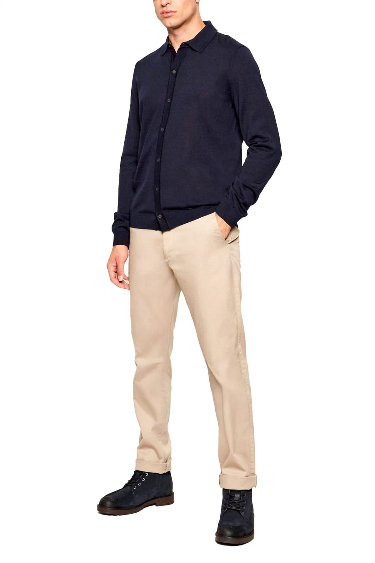 BOSS ΠΛΕΚΤΟ FULL BUTTON HELBERT ΜΠΛΕ