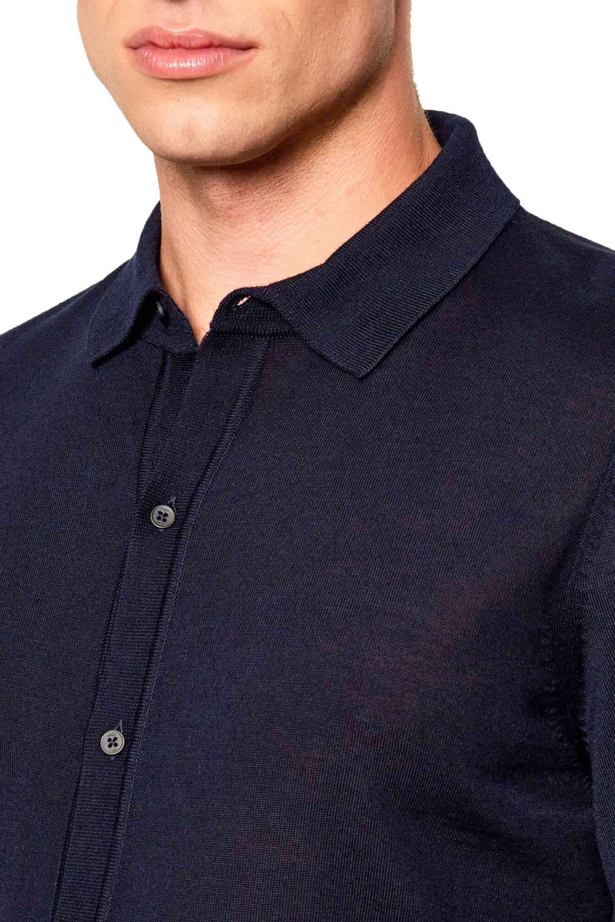 BOSS ΠΛΕΚΤΟ FULL BUTTON HELBERT ΜΠΛΕ