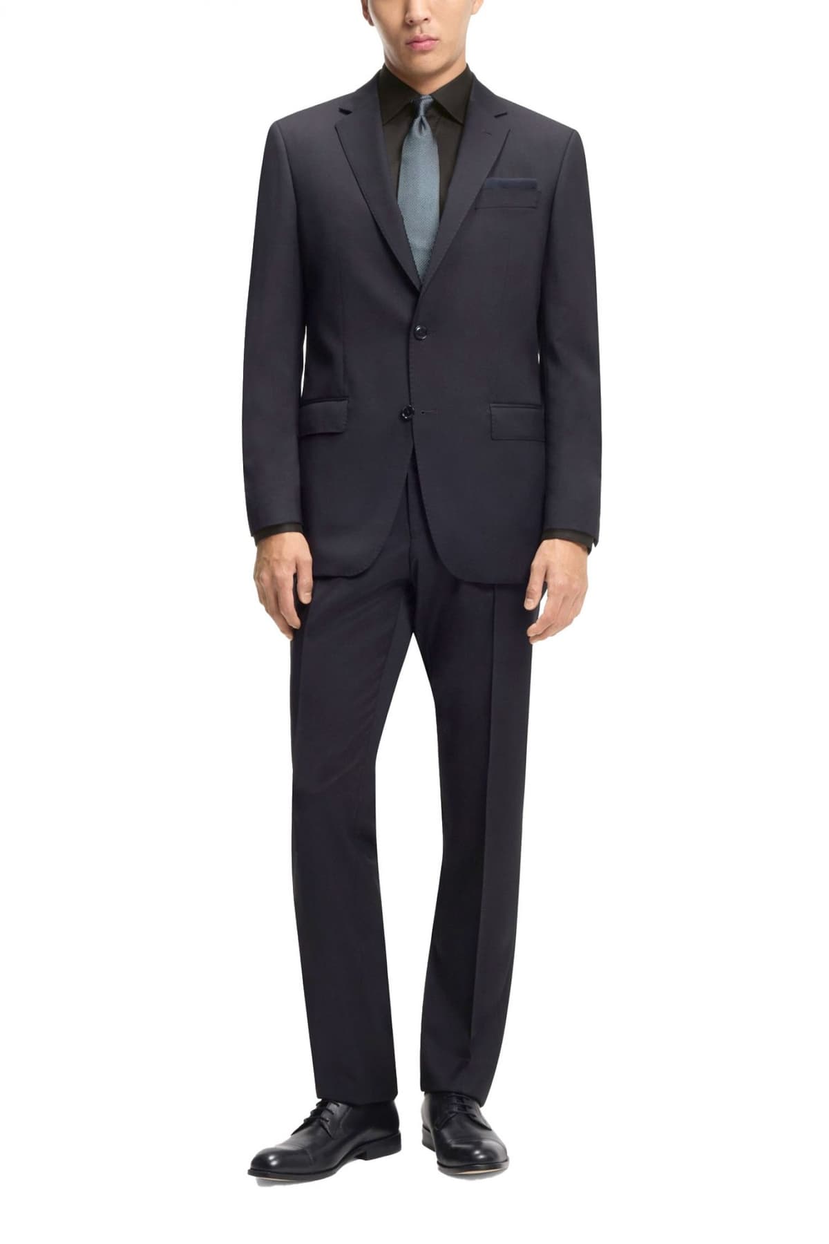 BOSS ΠOYΚΑΜΙΣΟ SLIM FIT EASY IRON H-HANK-PARTY6-254 ΜΑΥΡΟ