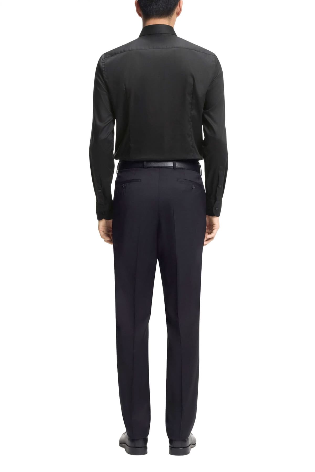 BOSS ΠOYΚΑΜΙΣΟ SLIM FIT EASY IRON H-HANK-PARTY6-254 ΜΑΥΡΟ