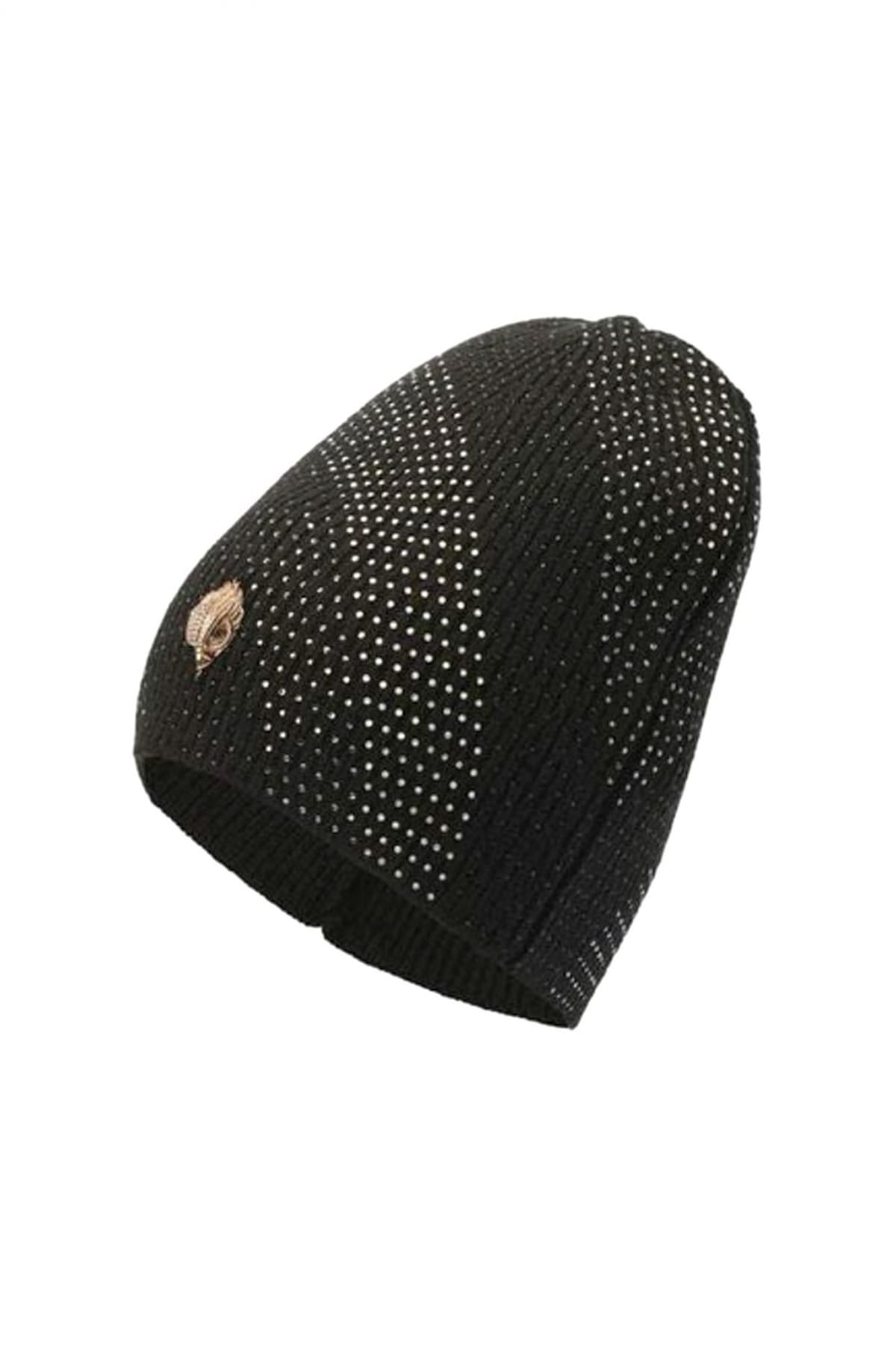 KURT GEIGER ΣΚΟΥΦΟΣ KENSINGTON CRYSTAL BEANIE ΣΤΡΑΣ LOGO ΜΑΥΡΟ