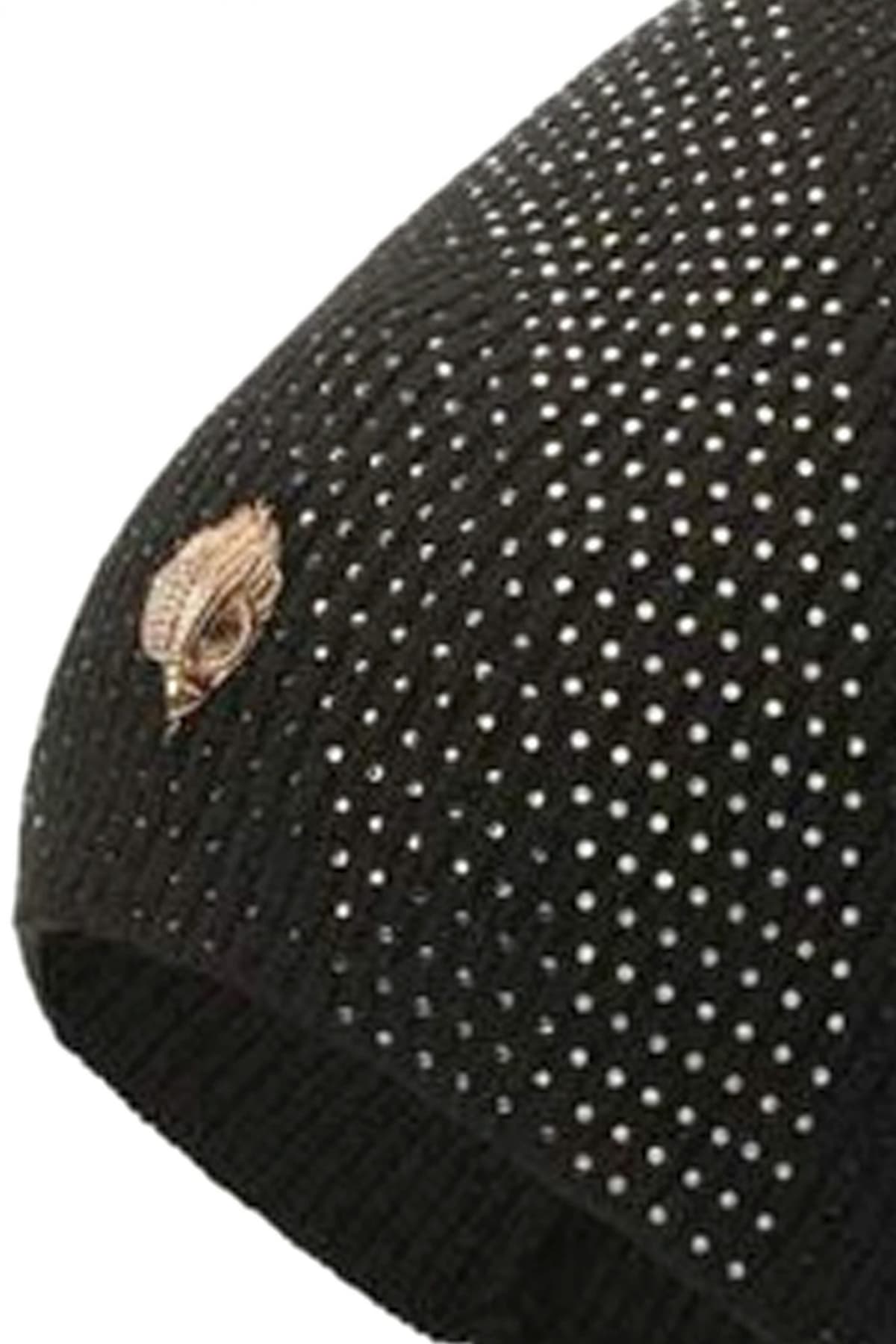 KURT GEIGER ΣΚΟΥΦΟΣ KENSINGTON CRYSTAL BEANIE ΣΤΡΑΣ LOGO ΜΑΥΡΟ
