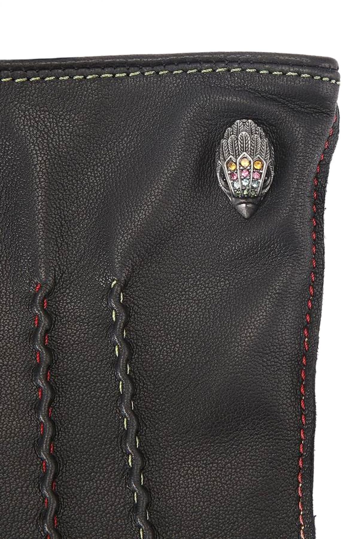 KURT GEIGER ΓΑΝΤΙΑ EAGLE LEATHER GLOVES LOGO ΜΑΥΡΟ