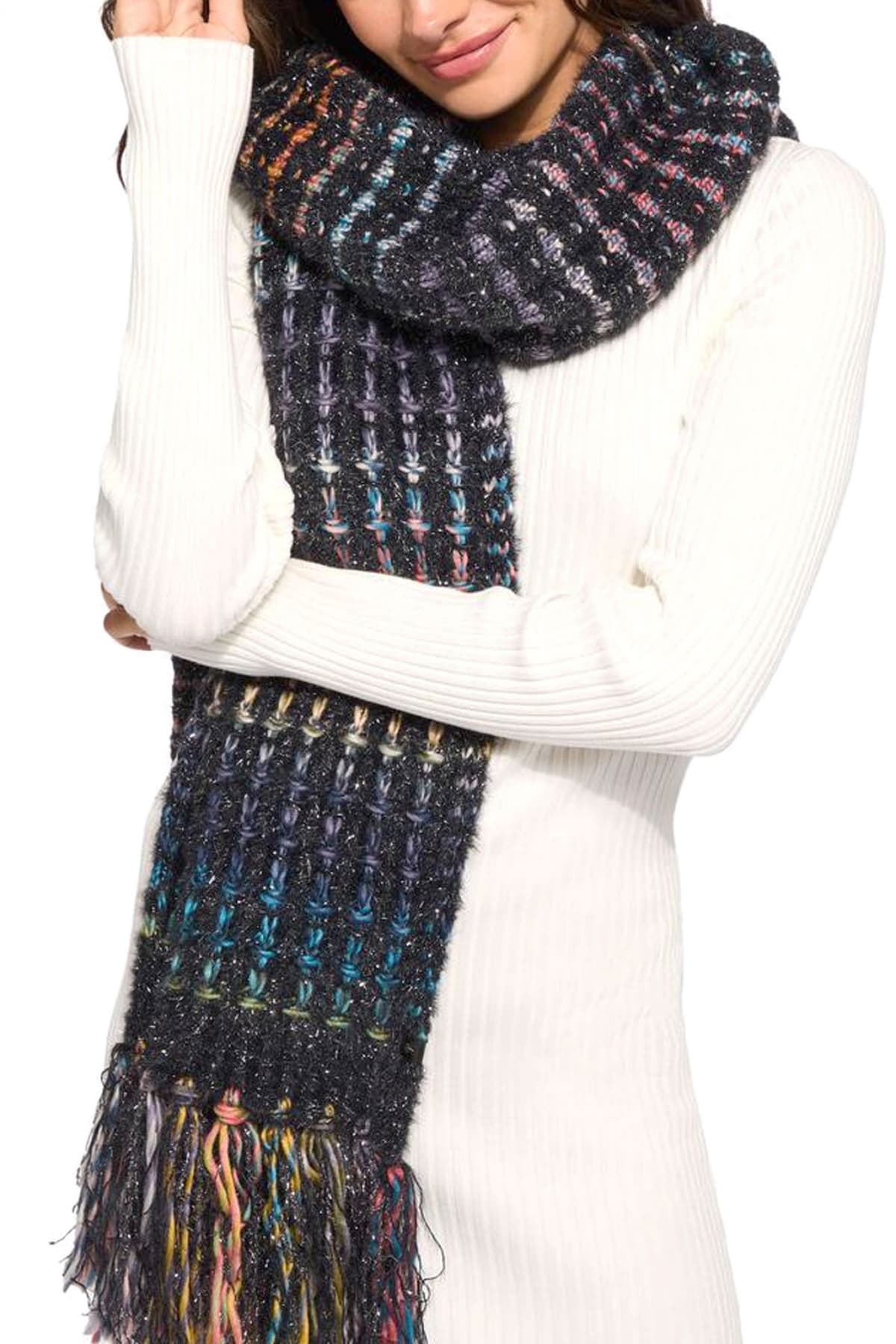 KURT GEIGER ΚΑΣΚΩΛ LUREX KNIT SCARF ΑΣΗΜΙ ΛΕΠΤΟΜΕΡΕΙΕΣ ΠΟΛΥΧΡΩΜΟ