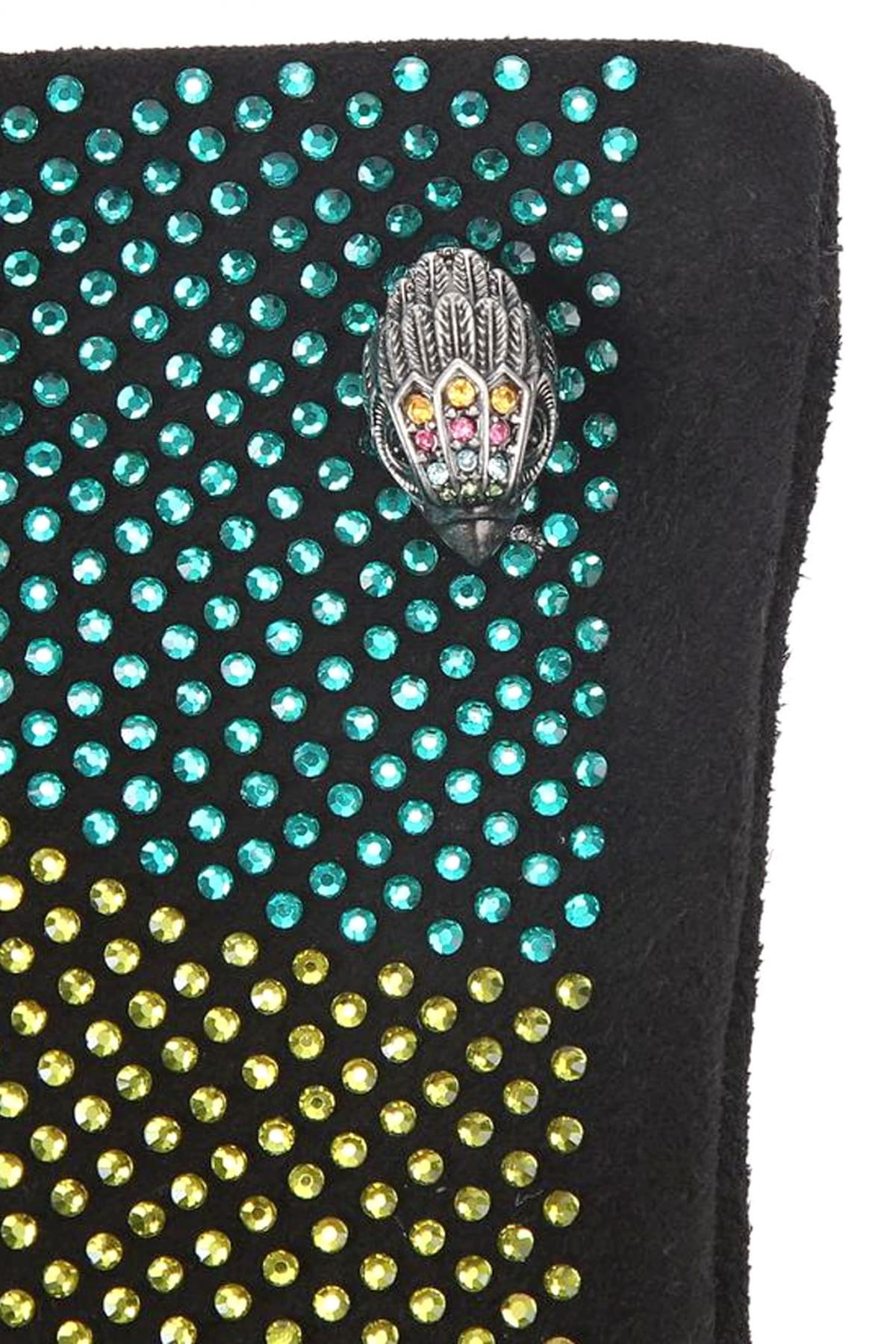 KURT GEIGER ΓΑΝΤΙΑ KENSINGTON CRYSTAL GLOVES ΠΟΛΗΧΡΩΜΑ ΣΤΡΑΣ LOGO ΜΑΥΡΟ
