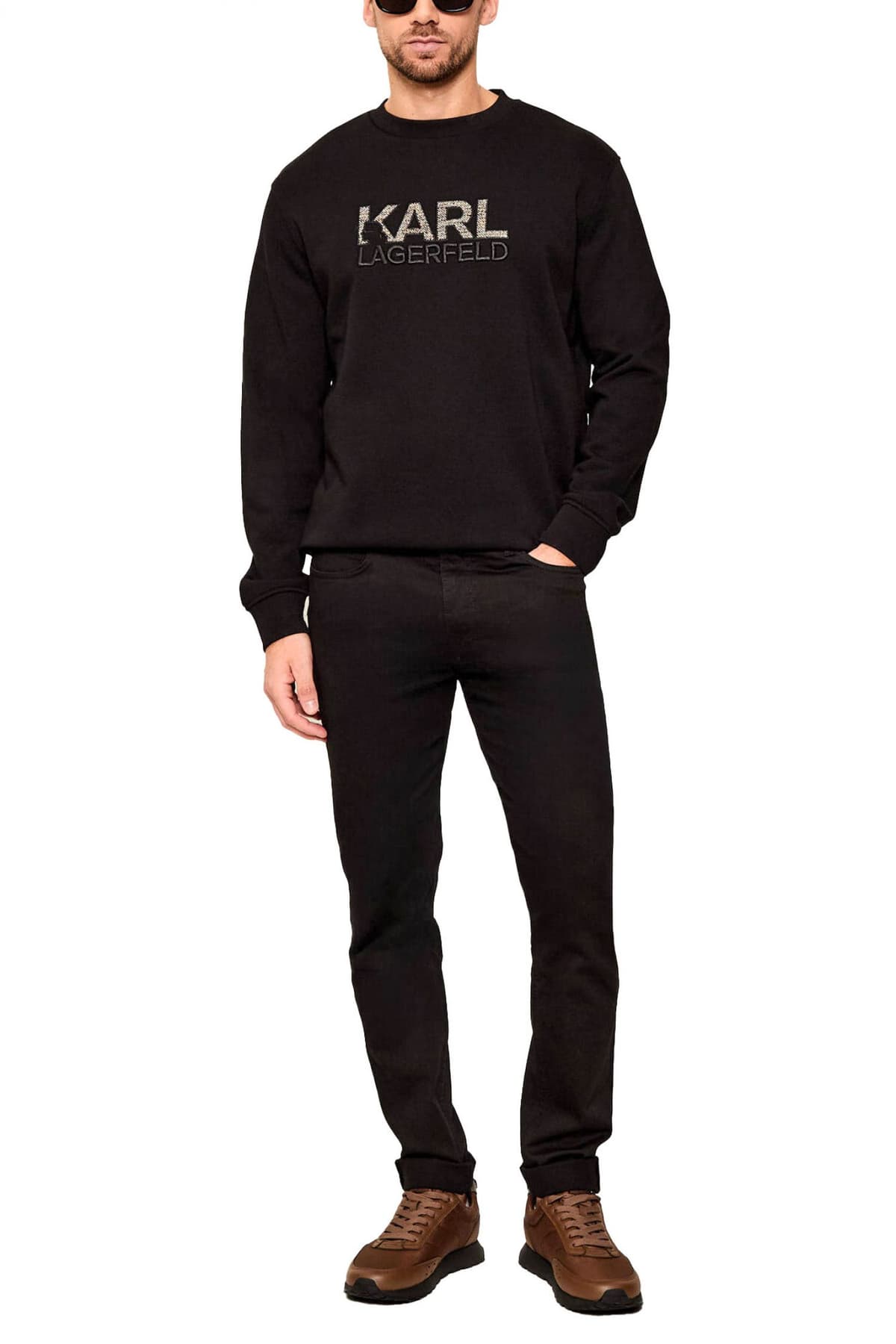 KARL LAGERFELD ΦΟΥΤΕΡ CREW NECK LOGO ΜΑΥΡΟ