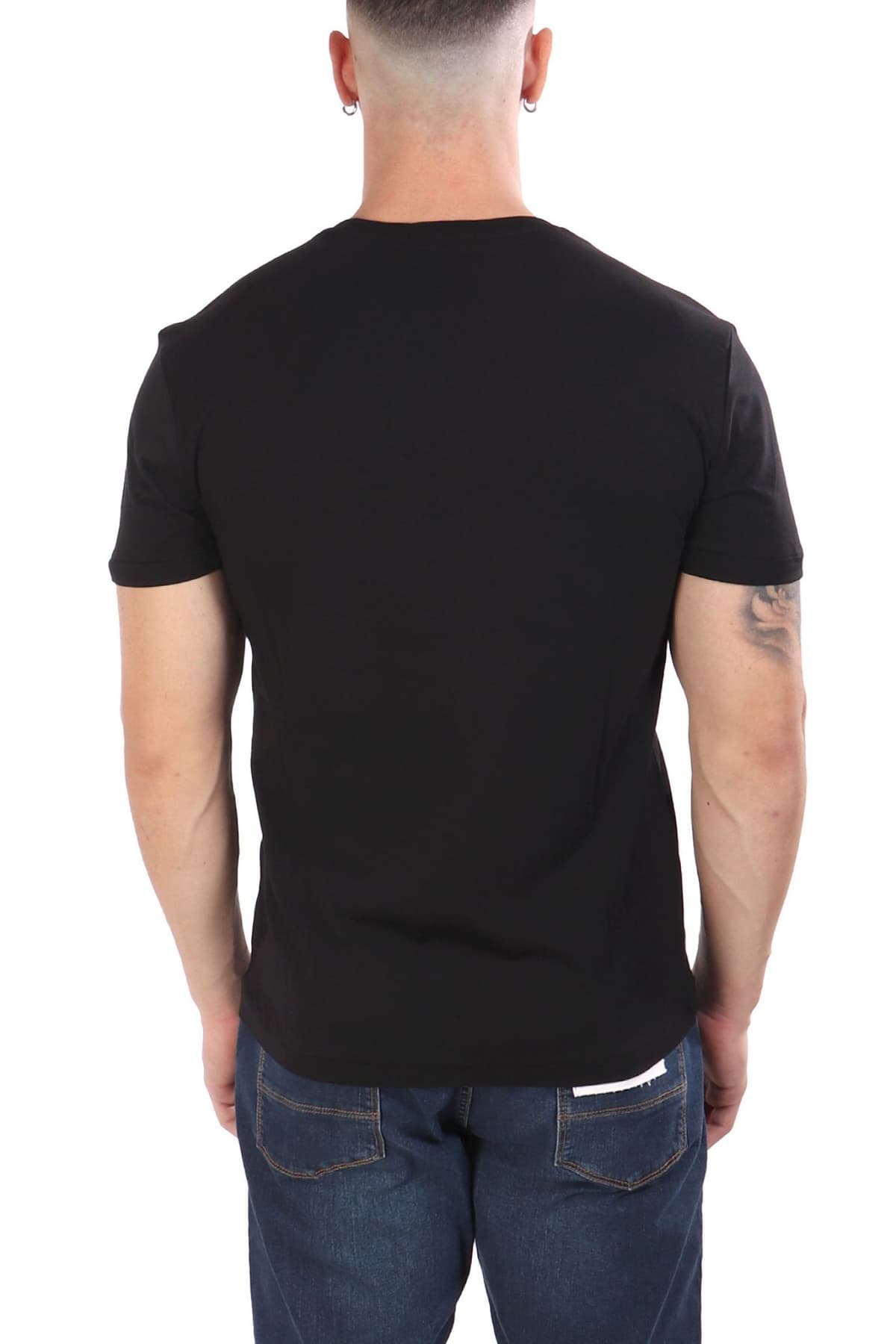 RALPH LAUREN T-SHIRT CREW NECK CUSTOM SLIM FIT LOGO BEAR ΜΑΥΡΟ