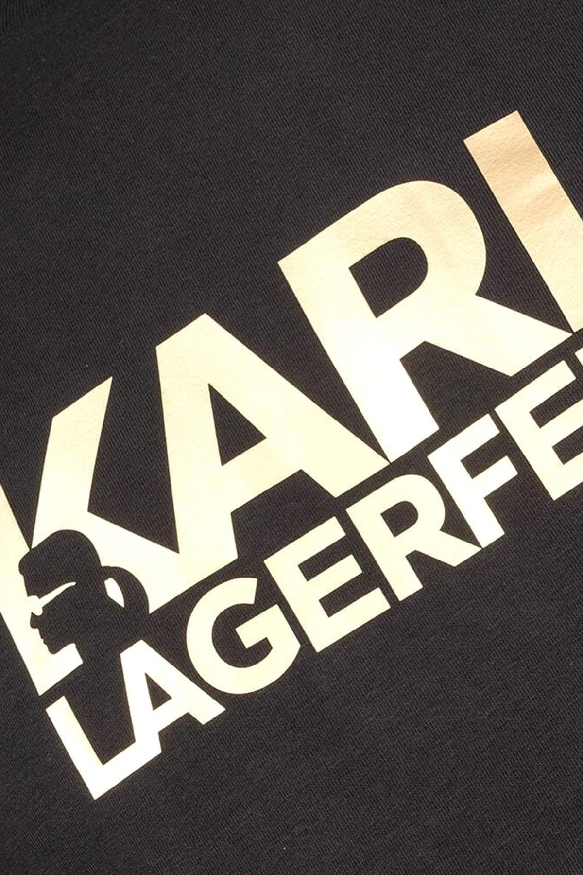 KARL LAGERFELD T-SHIRT CREW NECK GOLD LOGO ΜΑΥΡΟ