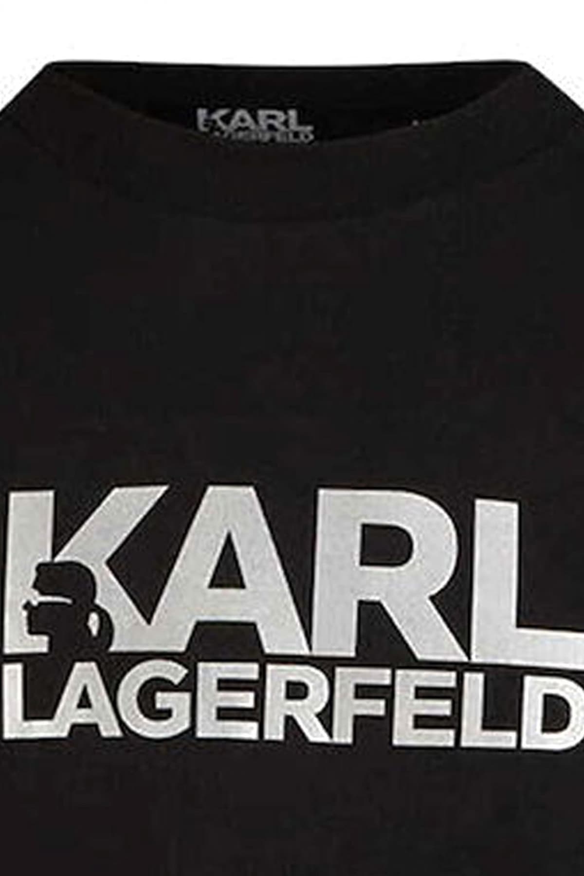 KARL LAGERFELD T-SHIRT CREW NECK SILVER LOGO ΜΑΥΡΟ