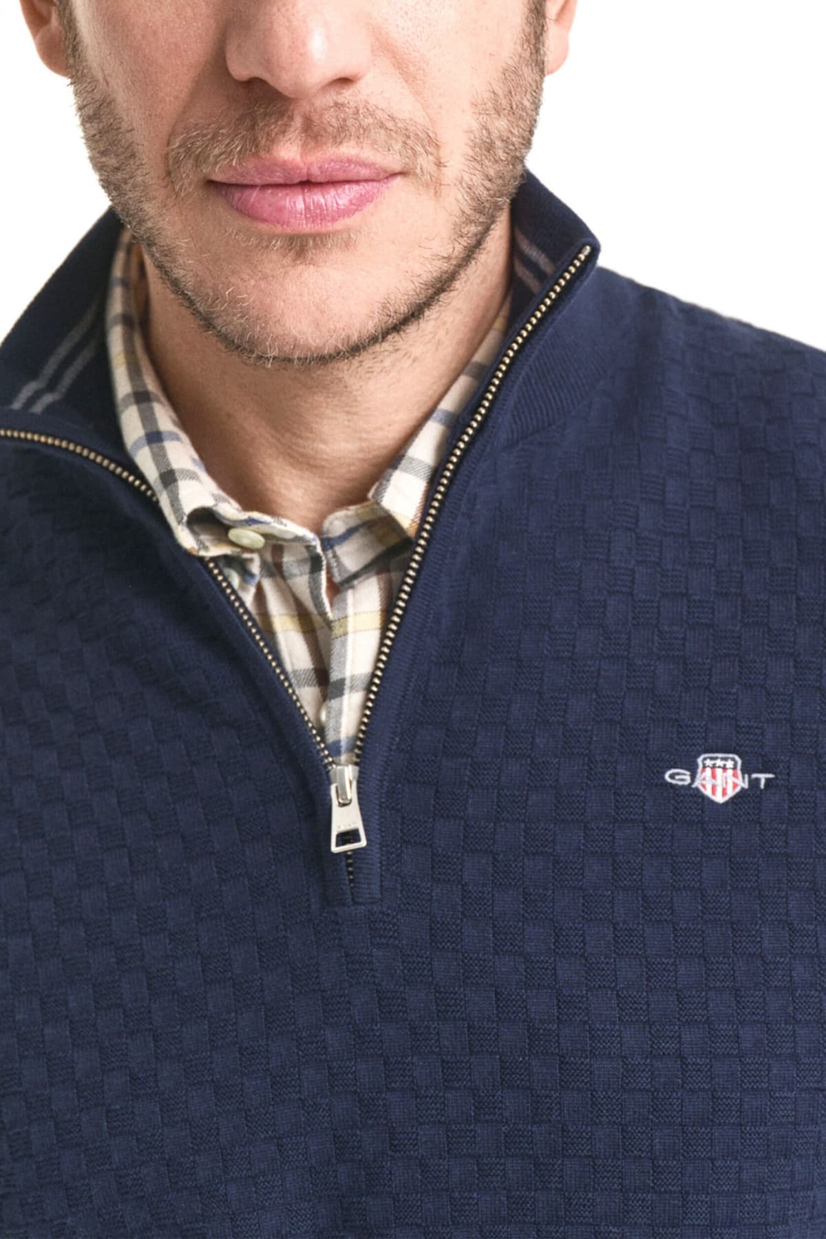 GANT ΠΛΕΚΤΟ HALF ZIP MICRO TEXTURE HZ ΜΠΛΕ