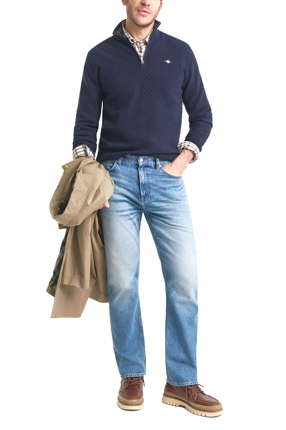 GANT ΠΛΕΚΤΟ HALF ZIP MICRO TEXTURE HZ ΜΠΛΕ