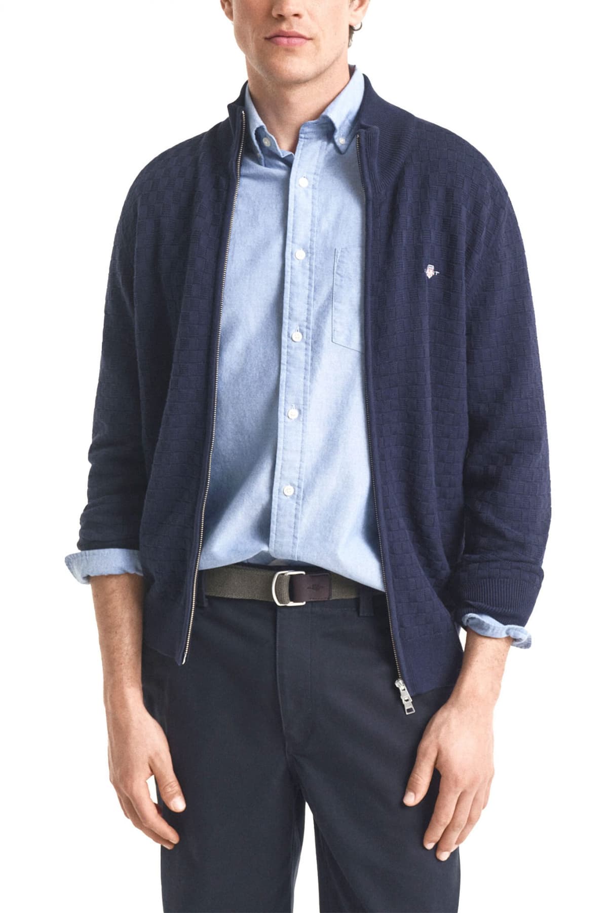 GANT ΠΛΕΚΤΟ FULLZIP MICRO TEXTURE FZ ΜΠΛΕ