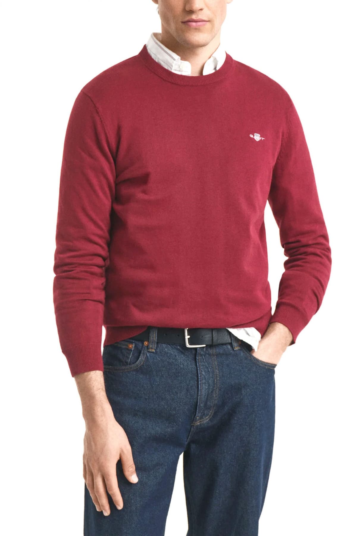 GANT ΠΛΕΚΤΟ CLASSIC COTTON C-NECK ΜΠΟΡΝΤΩ