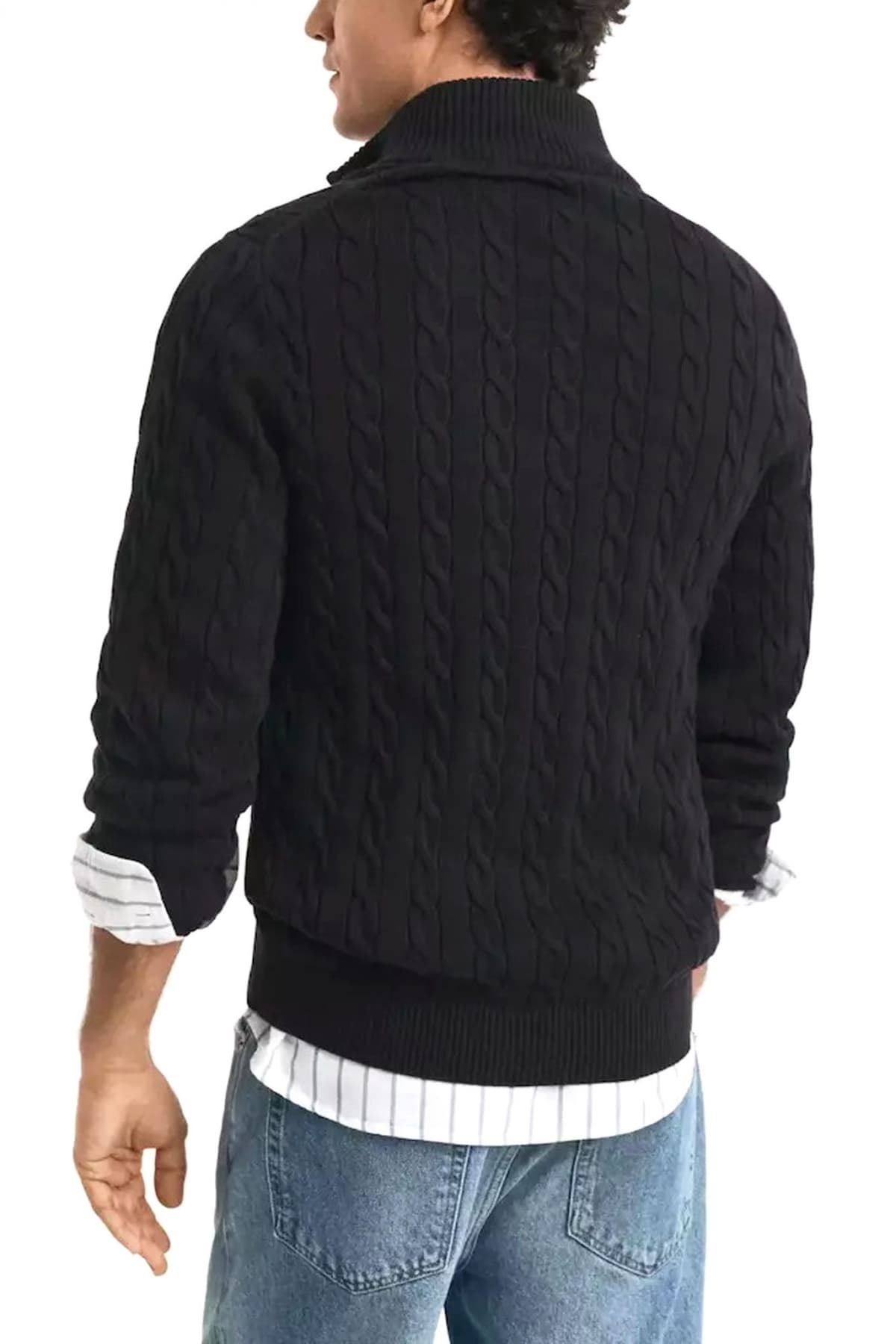 GANT ΠΛΕΚΤΟ HALF ZIP COTTON CABLE ΜΑΥΡΟ