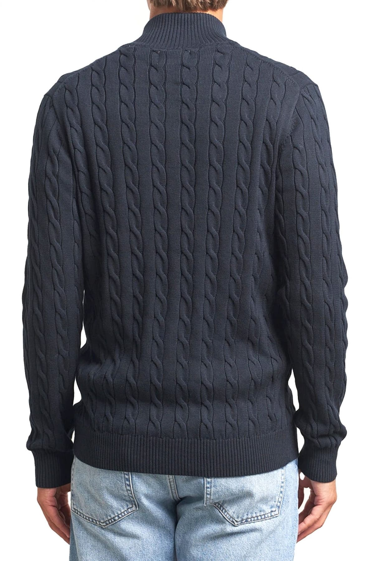 GANT ΠΛΕΚΤΟ FULL ZIP COTTON CABLE ZIPPED CARDIGAN ΜΠΛΕ