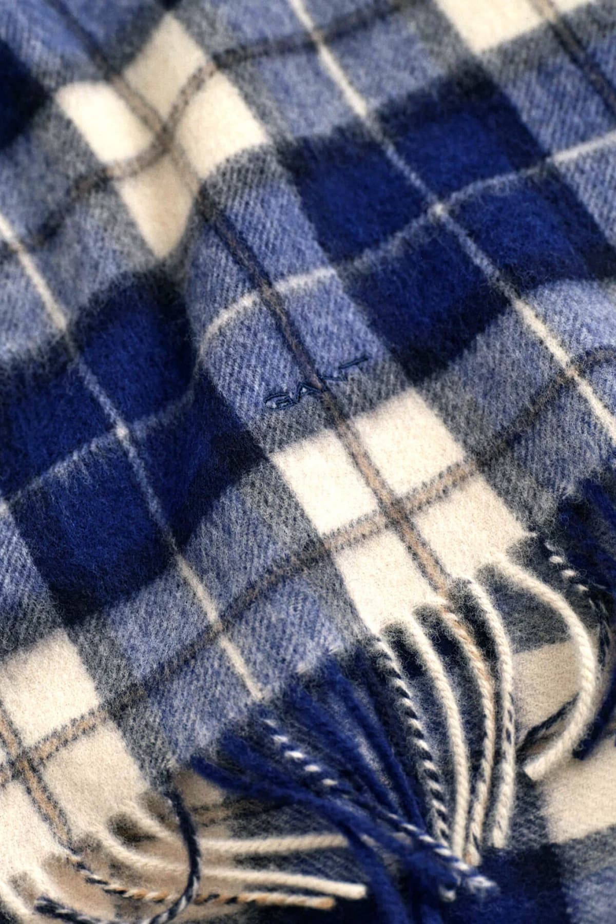 GANT ΚΑΣΚΩΛ ΚΑΡΩ ΜΑΛΛΙΝΟ WOOL CHECKED SCARF ΜΠΛΕ