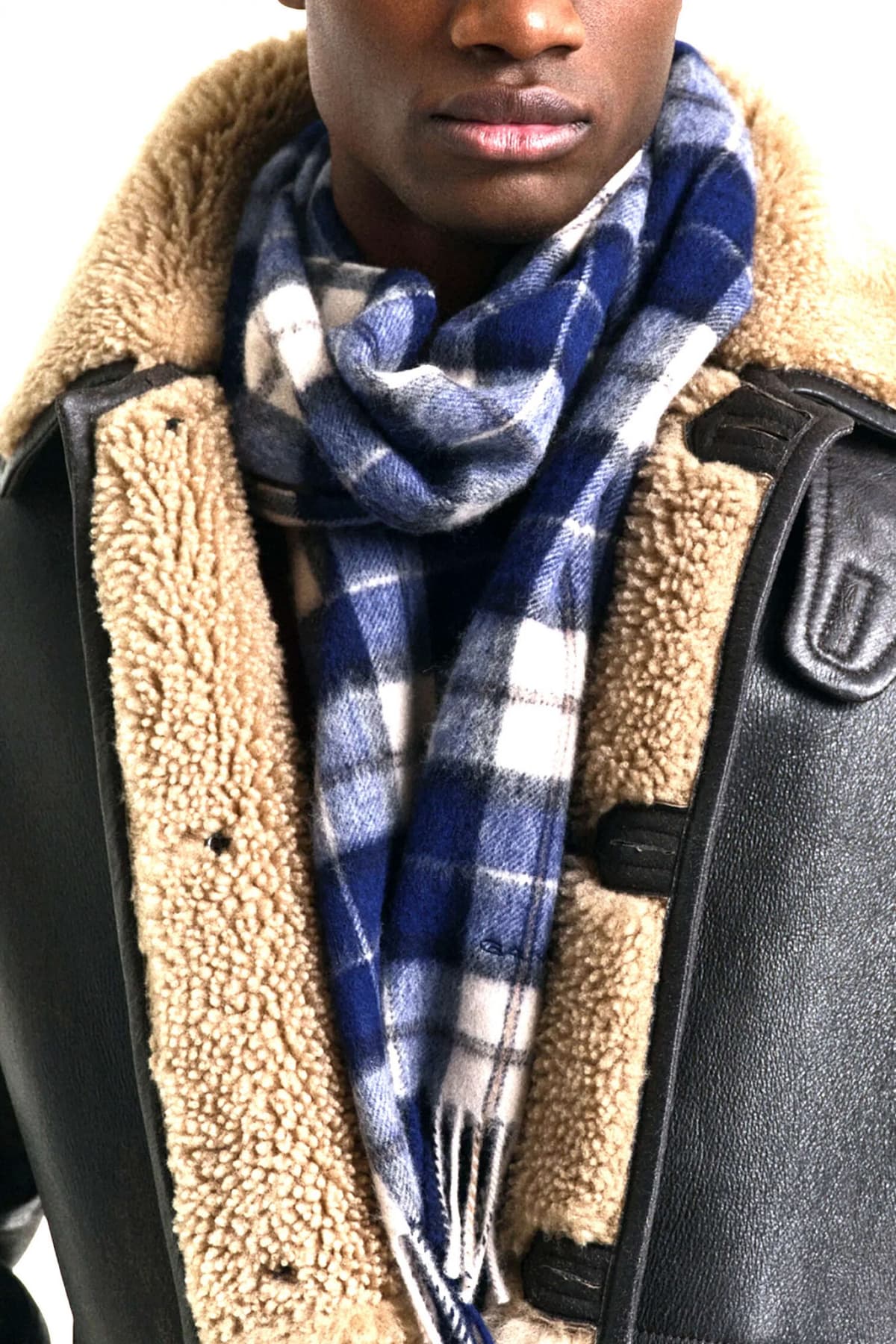 GANT ΚΑΣΚΩΛ ΚΑΡΩ ΜΑΛΛΙΝΟ WOOL CHECKED SCARF ΜΠΛΕ