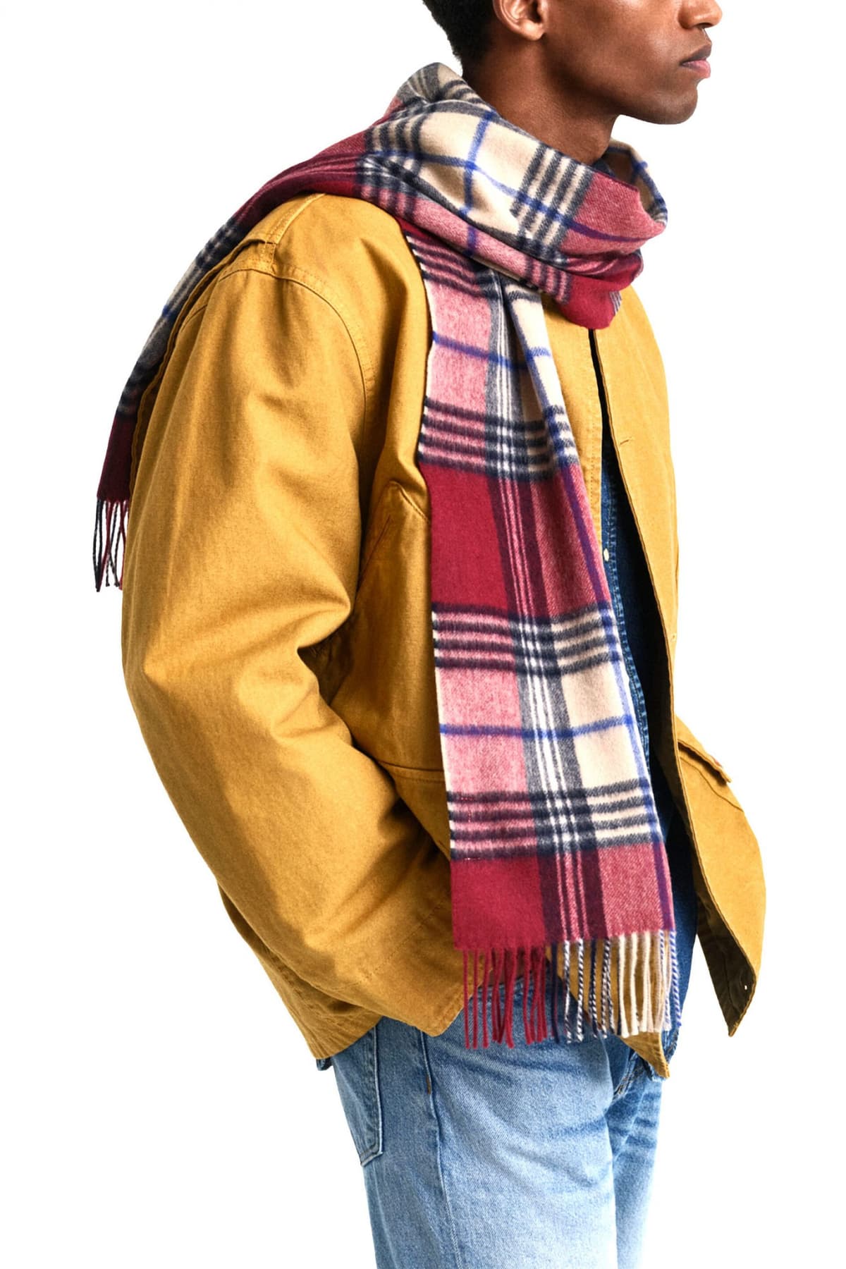 GANT ΚΑΣΚΩΛ ΚΑΡΩ ΜΑΛΛΙΝΟ WOOL CHECKED SCARF ΜΠΟΡΝΤΩ-ΜΑΥΡΟ-ΜΠΛΕ